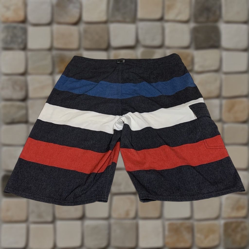 O'Neill O’NEILL Boardshorts Bottoms Men 31 Striped Red White Blue Black Multicolor Surf Beach 90s Lifeguard Mens Size US 31 - 1 Thumbnail