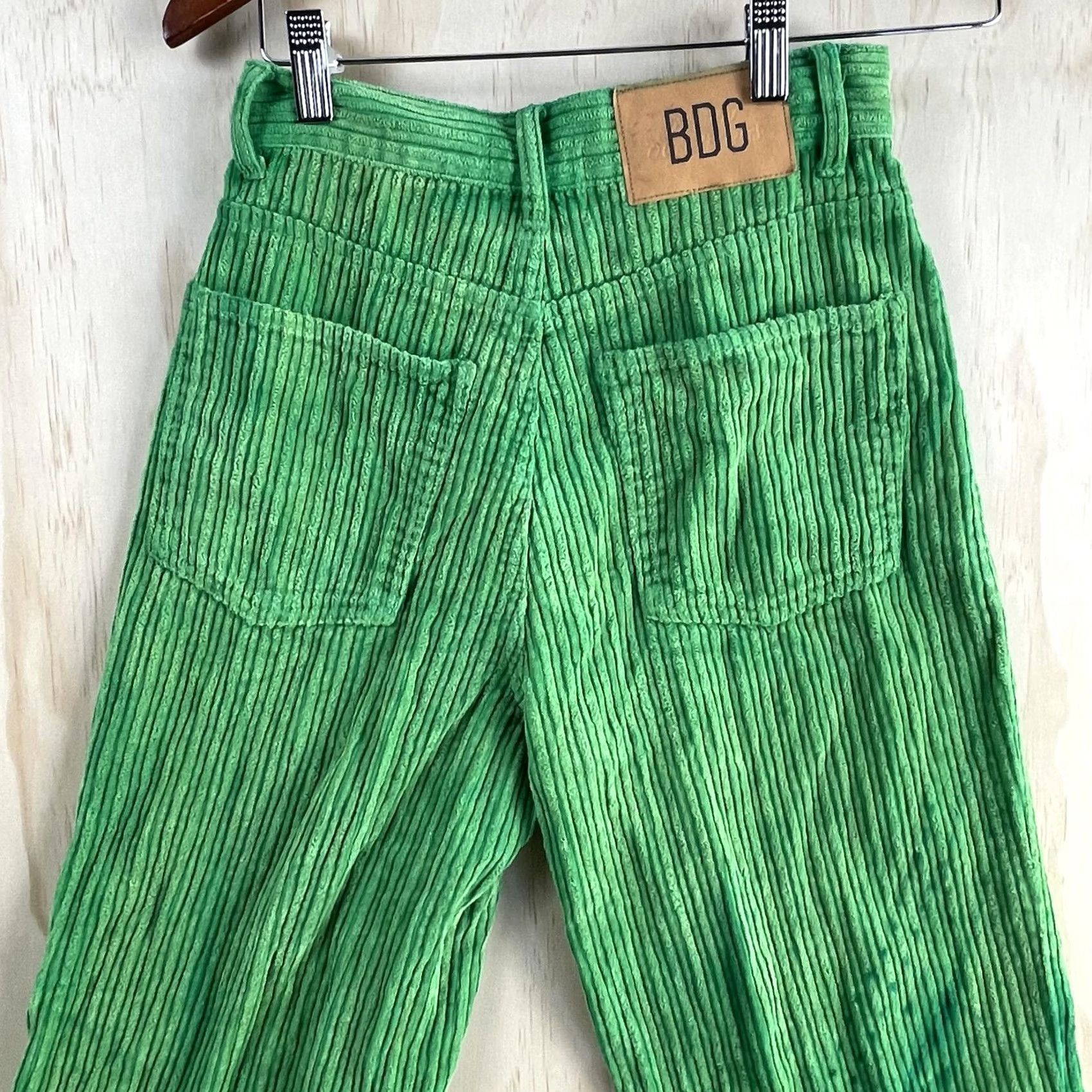 Bdg BDG Urban Outfitters Highrise Baggy Corduroy Pants Womens 25 Green Straight Leg Size 42" / US 20 - 7 Thumbnail