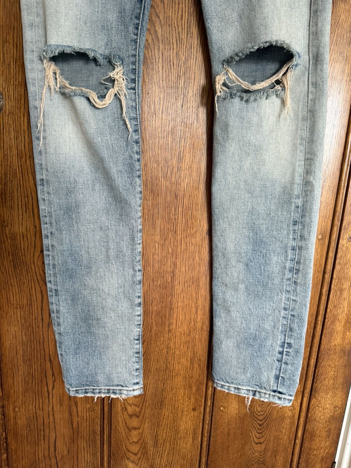 SS16 Saint Laurent selvedge knee rip jeans Hedi 31 crash