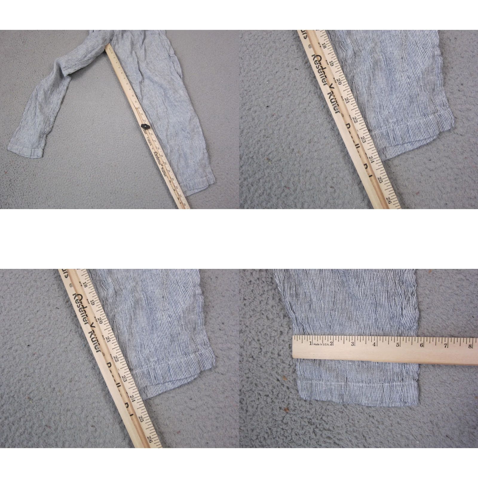 Eileen Fisher Eileen Fisher Pants Womens PP Petite Blue Linen Striped Crinkle Lantern Ankle Size 24" / US 00 / IT 34 - 9 Thumbnail