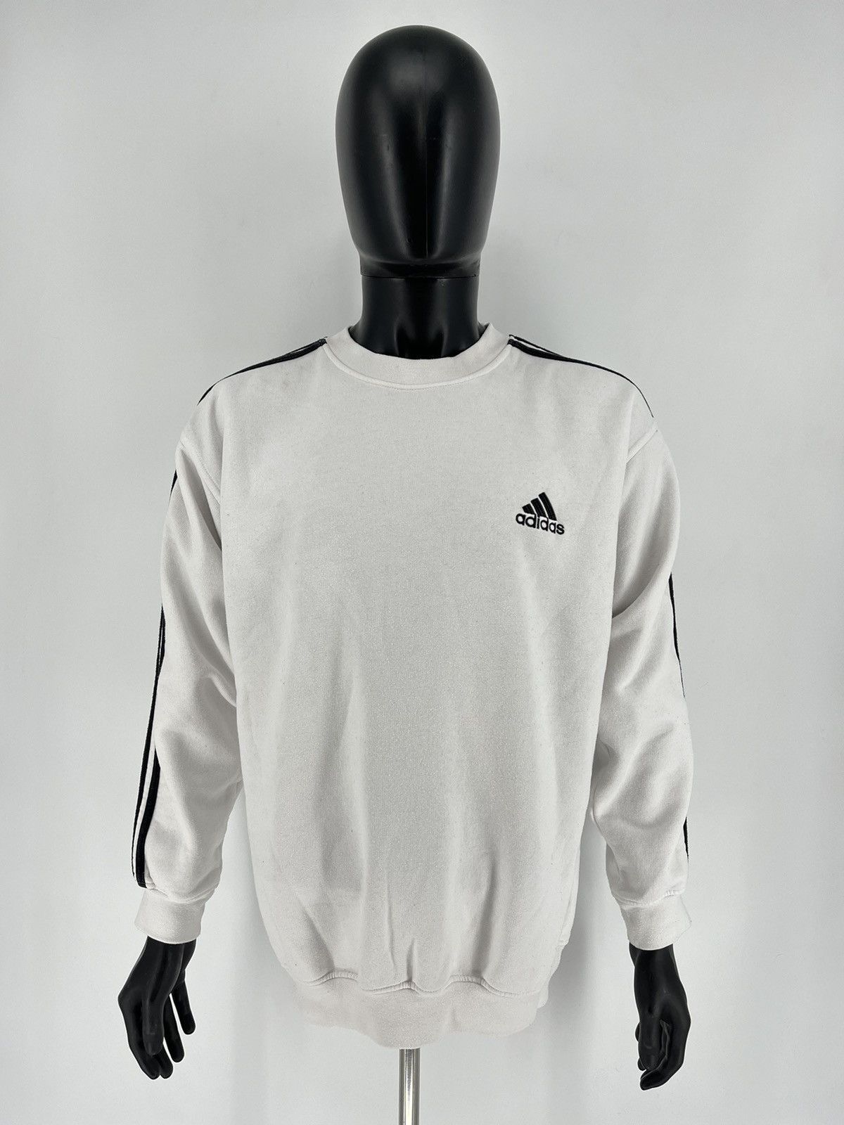 Adidas × Vintage Vintage Adidas White Embroidery Logos Sweatshirt Crazy Style Size US XL / EU 56 / 4 - 2 Thumbnail