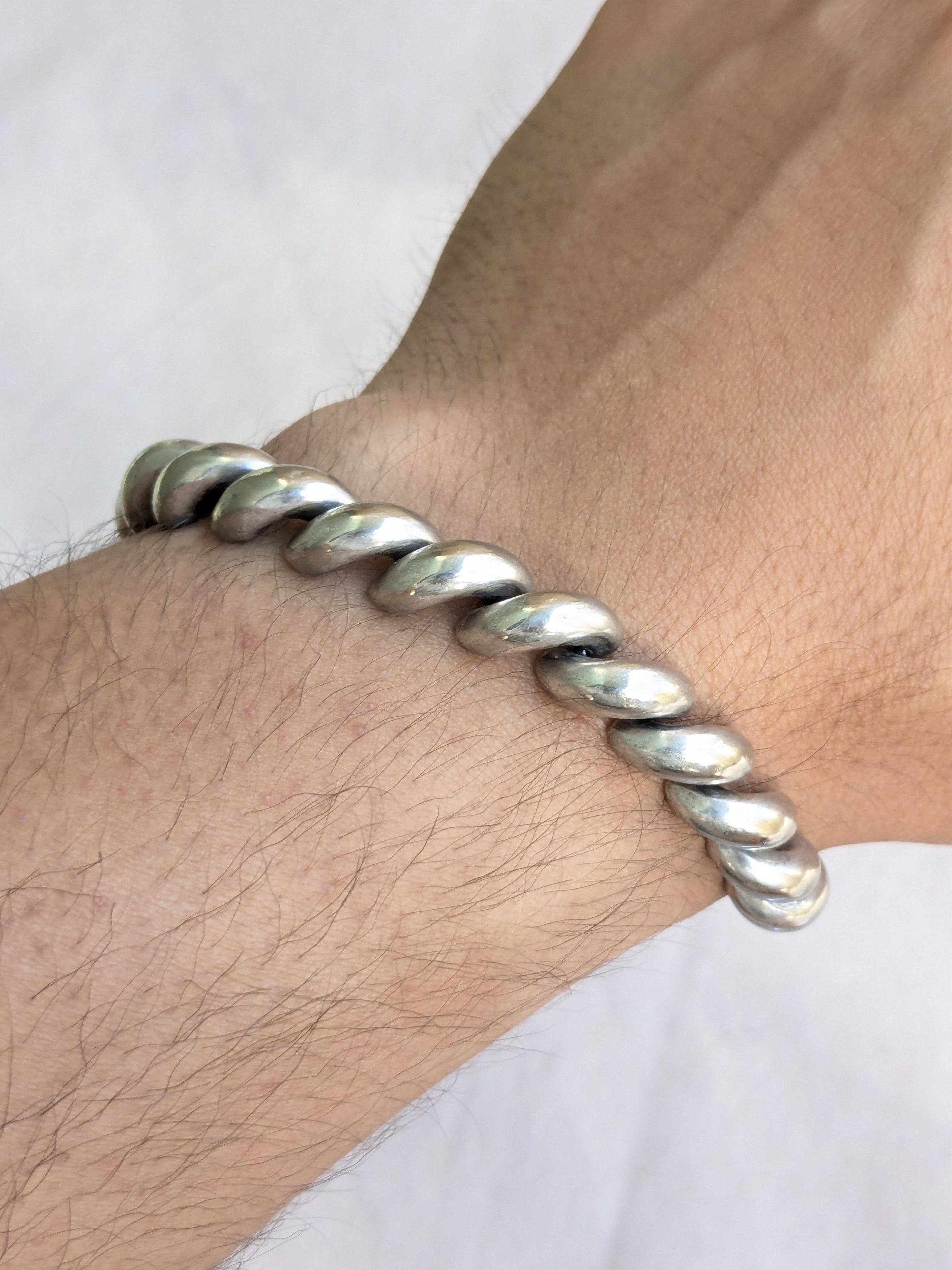 Vintage Vintage Sterling Silver Bracelet San Marcos Macaroni 7 Size ONE SIZE - 13 Thumbnail