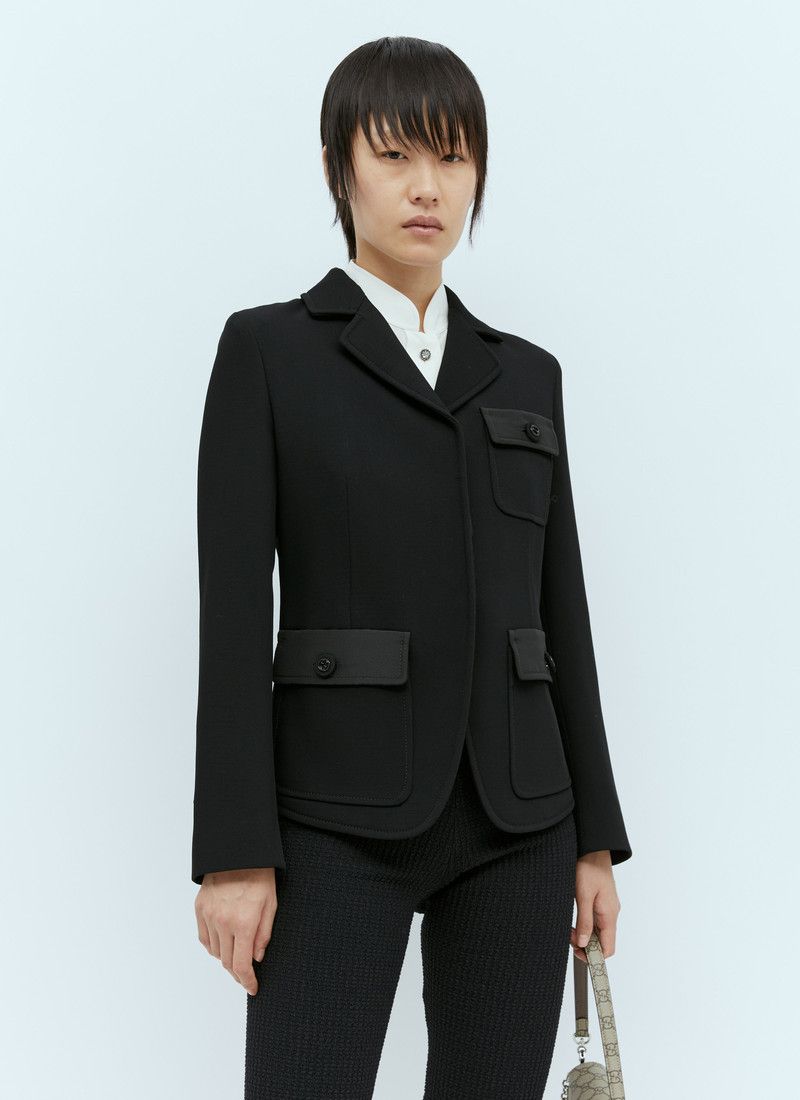 Gucci o1la5ras0526 Fine Wool Crêpe Jacket in Black Size XS / US 0-2 / IT 36-38 - 1 Thumbnail