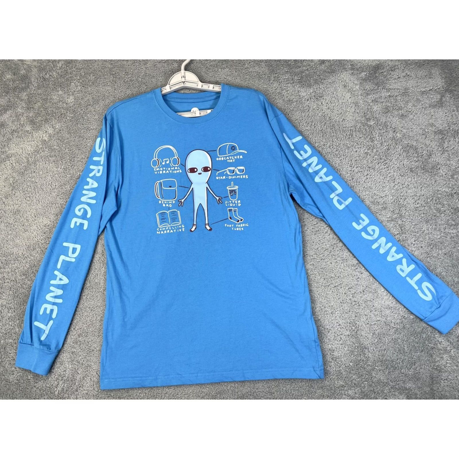 Vintage Strange Planet Shirt Mens Medium Blue Long Sleeve Graphic Print Alien Nathan W Pyle Size US M / EU 48-50 / 2 - 2 Thumbnail