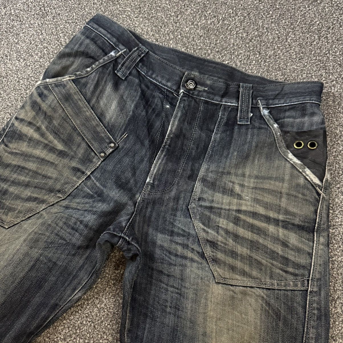 Edwin 🇯🇵 Vintage 90s Japanese Distressed Edwin Curve Black Denim Size US 31 - 4 Thumbnail