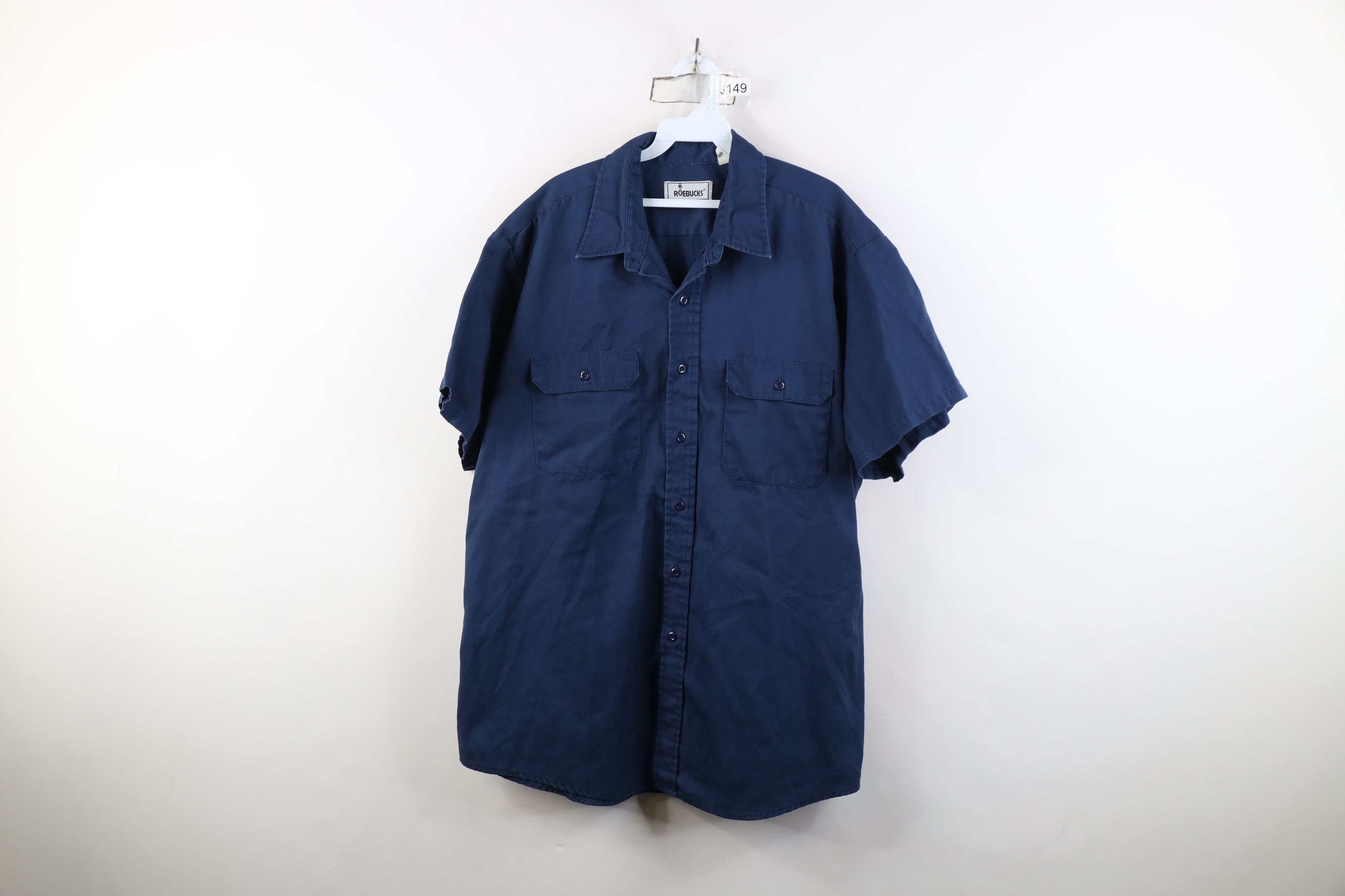 Vintage Vintage 90s Streetwear Workwear Mechanic Button Shirt Blue Size US XXL / EU 58 / 5 - 1 Thumbnail