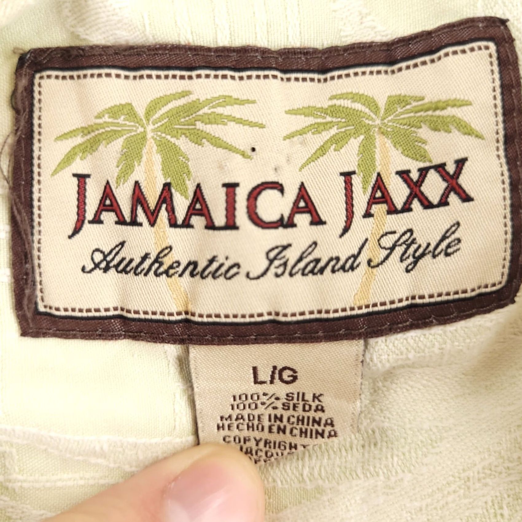 Vintage Hawaiian 100% Silk Shirt Mens Large Green Floral Short Sleeve Button-Up Jamaica Jaxx Size US L / EU 52-54 / 3 - 4 Thumbnail