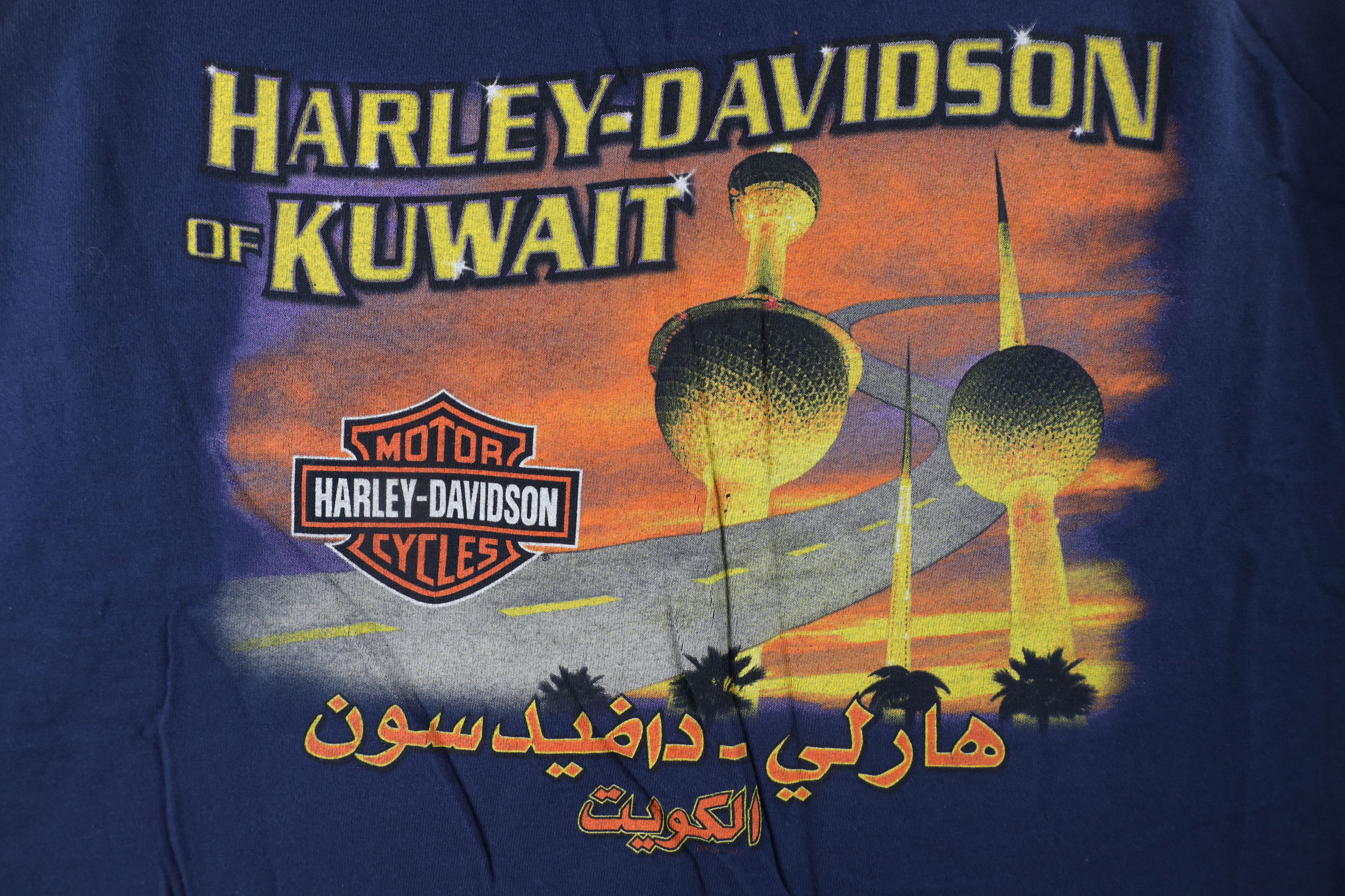 Harley Davidson × Vintage Vintage Y2K 2007 Harley Davidson Eagle Kuwait T-Shirt Blue Size US XXL / EU 58 / 5 - 10 Thumbnail