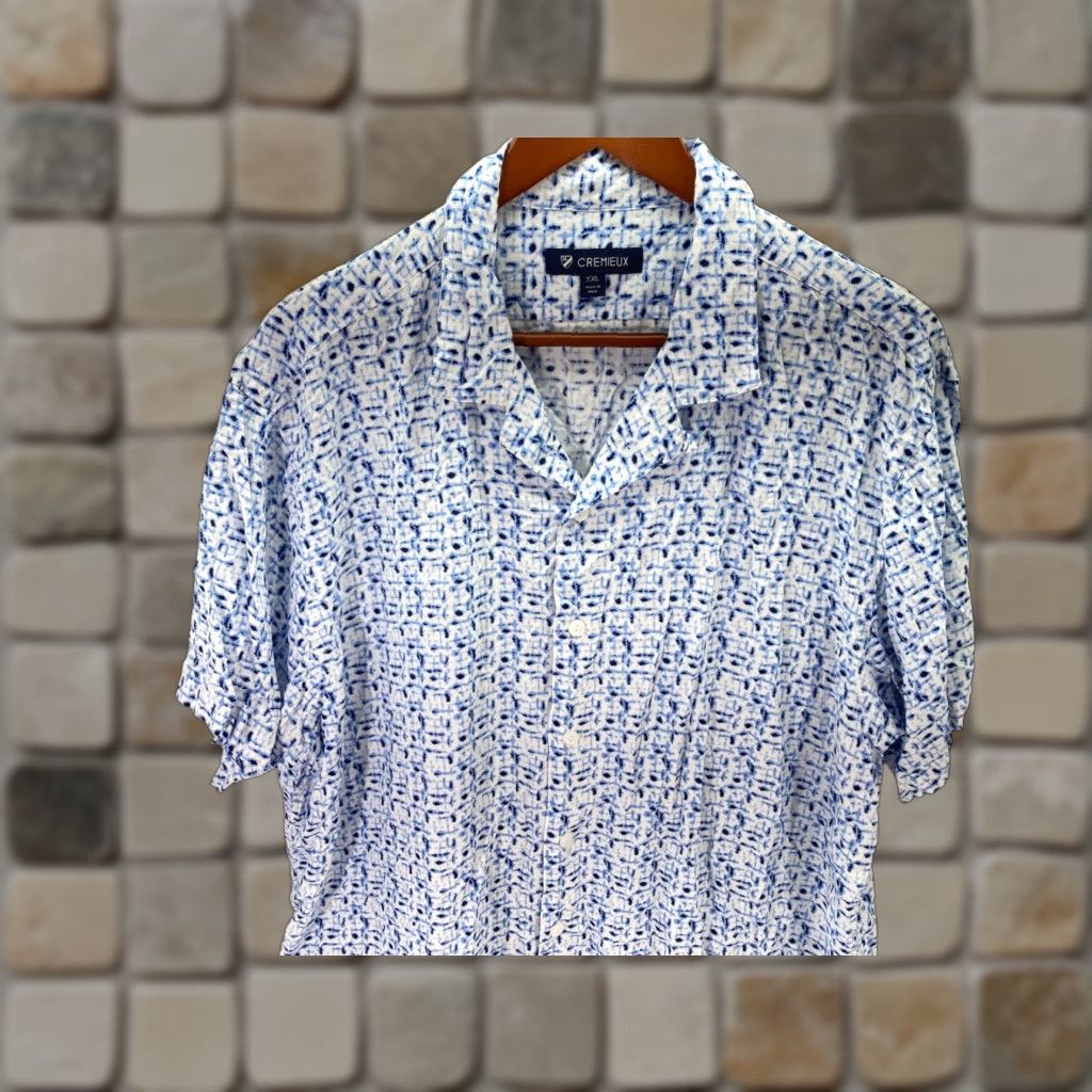 Cremieux Cremieux Shirt Mens 2XL Western Button Up All Over Short Sleeve Blue White Size US XXL / EU 58 / 5 - 1 Thumbnail