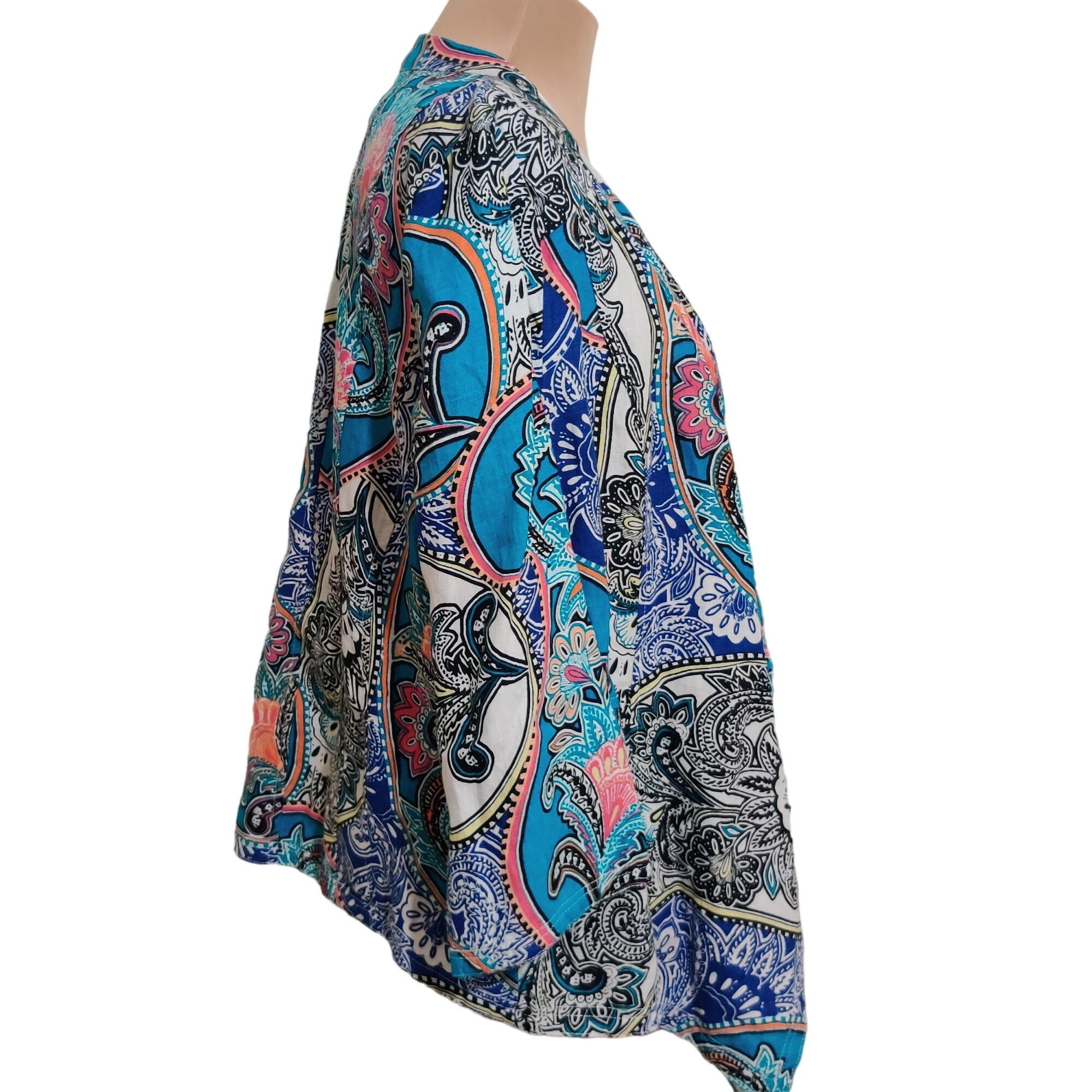 Other Chicos Womens Statement Jacket Artistic Paisley Linen Draped Size L / US 10 / IT 46 - 4 Thumbnail