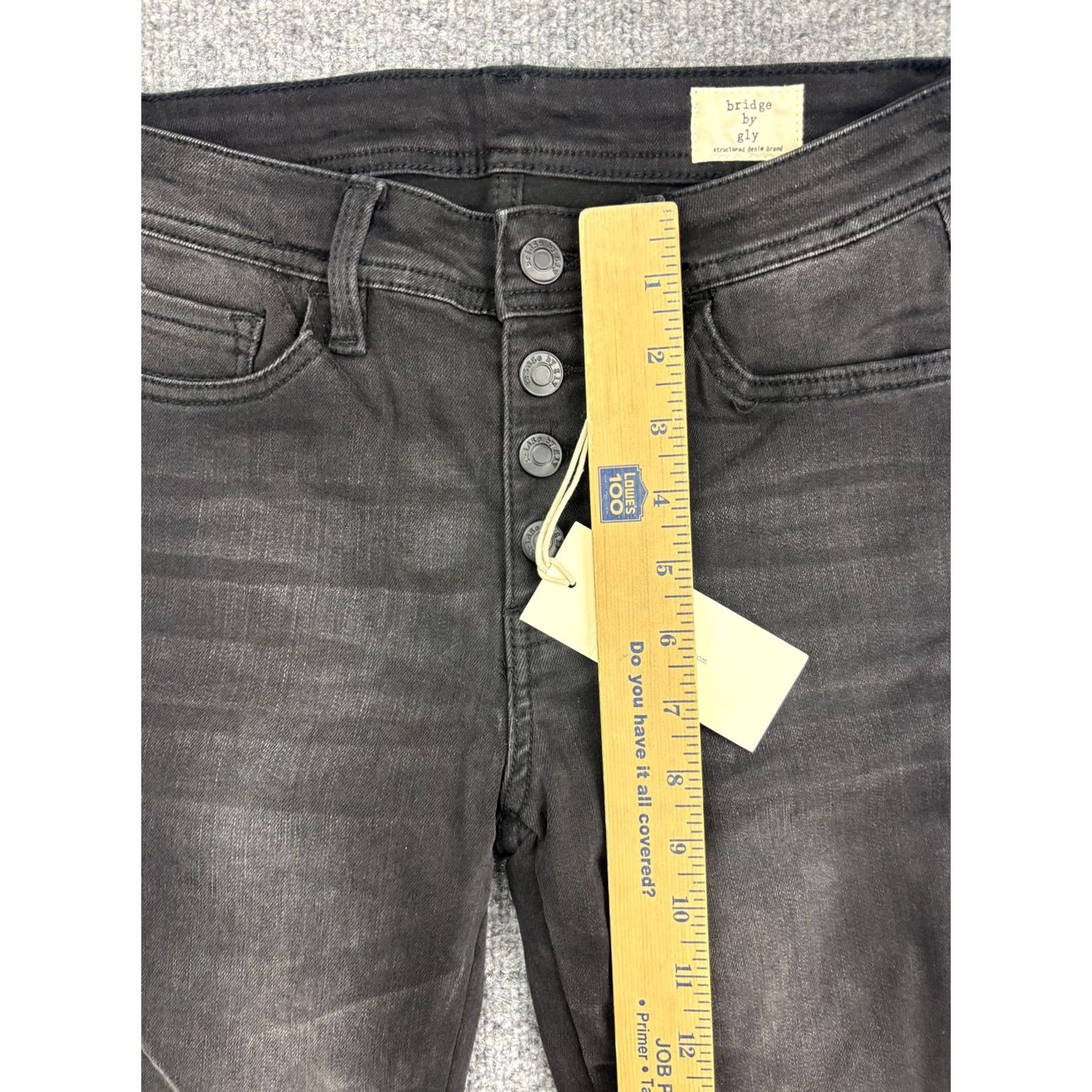 Denime Bridge by Gly Womens Mid Rise Ankle Skinny Jeans 25 Charcoal Wash Denim Slim Stretch Pockets 5-Pocket Size 42" / US 20 - 4 Thumbnail
