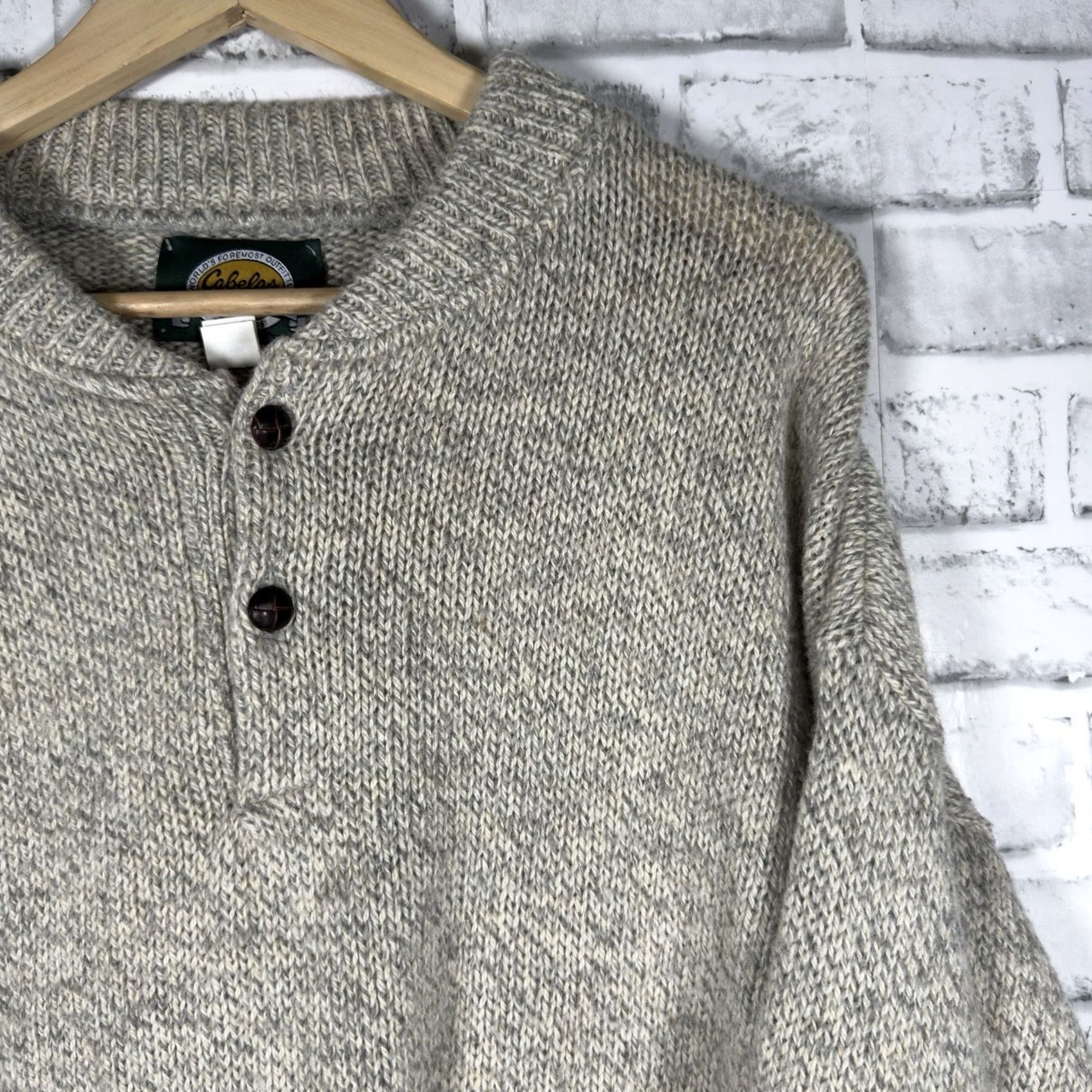 Vintage VTG Cabela's Wool Blend Half Button Down Pullover Sweater Mens Size L USA Gray Button Pullover Sweater Mens Size US L / EU 52-54 / 3 - 2 Thumbnail