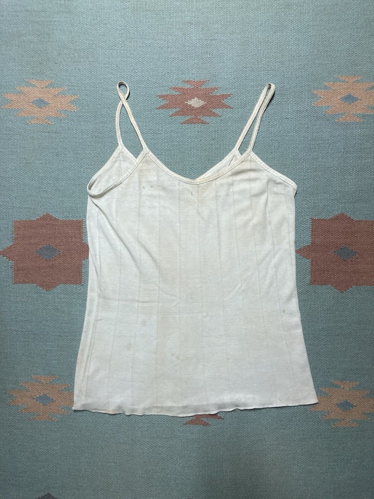 Vintage 50s women’s ribbed tank top slip shirt cotton soft large Size S / US 4 / IT 40 - 7 Thumbnail