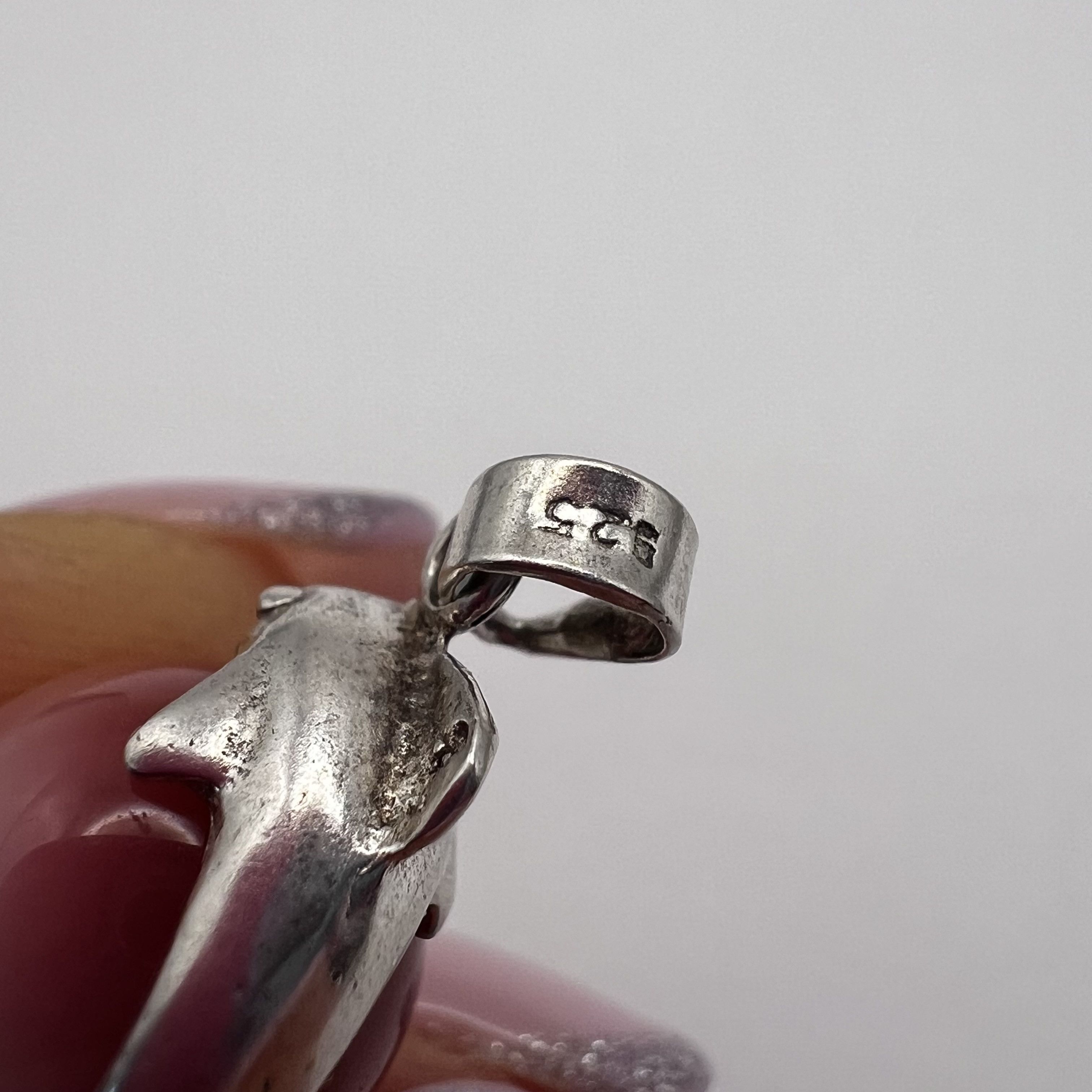 Sterling Silver Vintage Sterling Silver 925 Dolphin Pendant Necklace Size ONE SIZE - 4 Thumbnail