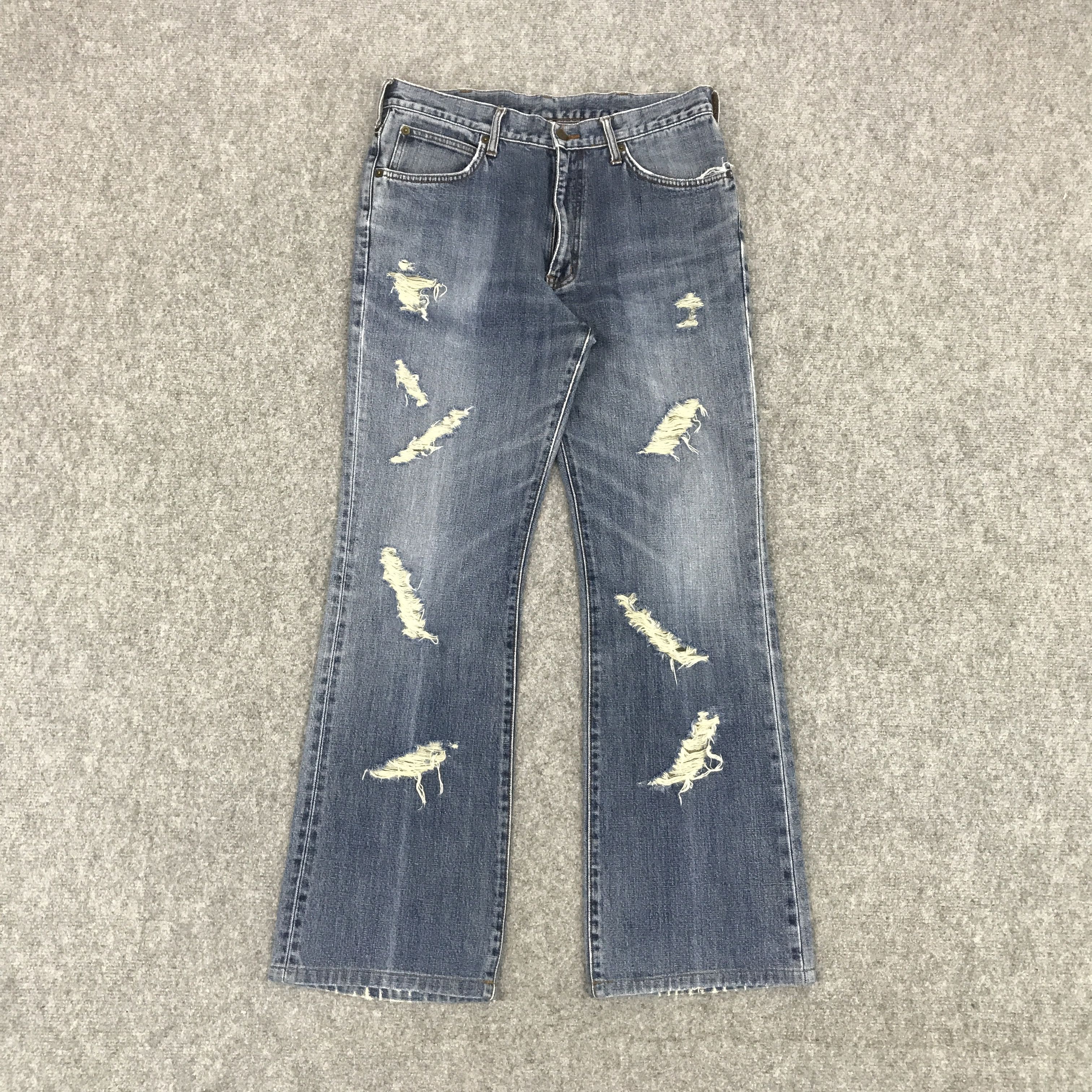 Japanese Brand × Wrangler FLARE WRANGLER DENIM BOOTCUT DISTRESSED JENAS PANTS Size US 33 - 1 Thumbnail