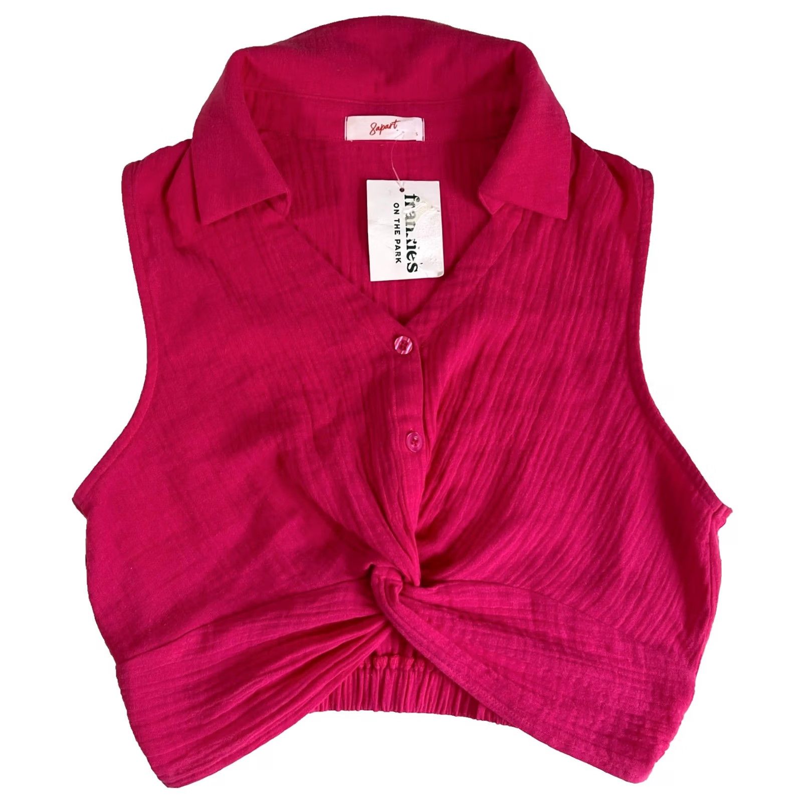 Vintage 8apart Junior's Julle Gauze Top Tank Cropped Pink S Teen Young Adult Hot Pink NWT Frances on the Park Size S / US 4 / IT 40 - 3 Thumbnail