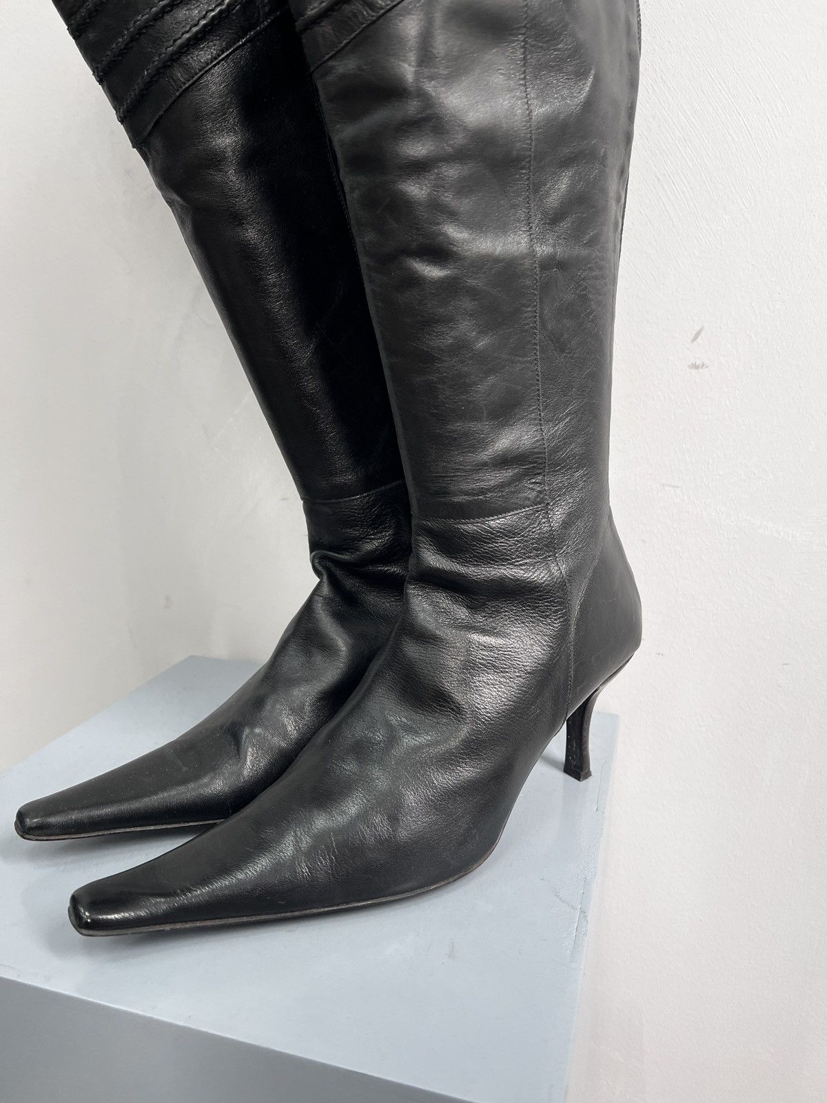 Hysteric Glamour Y2K HIGH LETHER BALENCIAGA STYLE BOOTS HEEL WOMAN Size US 9 / IT 39 - 4 Thumbnail