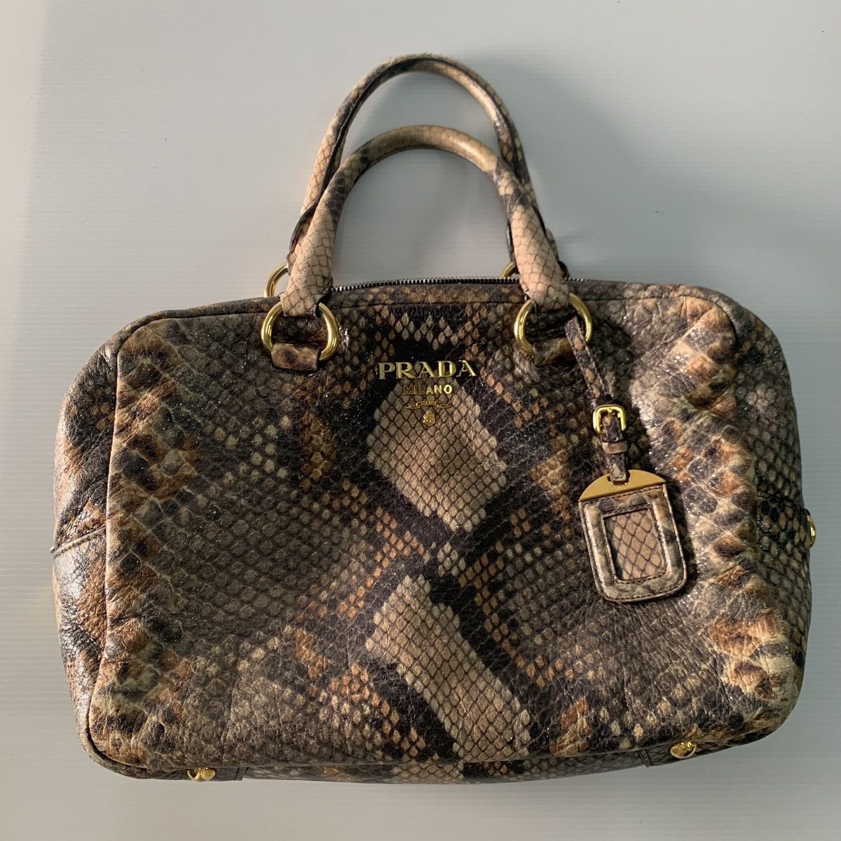 Prada Prada Snake Embose Leather Handbag Size ONE SIZE - 10 Thumbnail