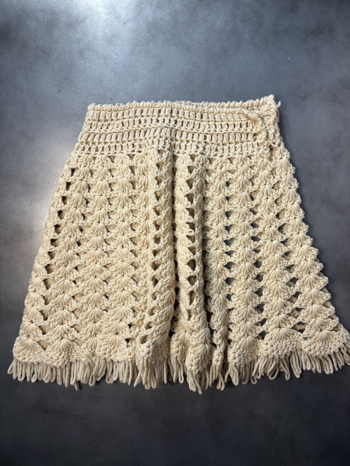 Vintage Vintage Loose Knit Skirt 1970s Skirt Coachella Boho Handmade Size 29" - 13 Thumbnail