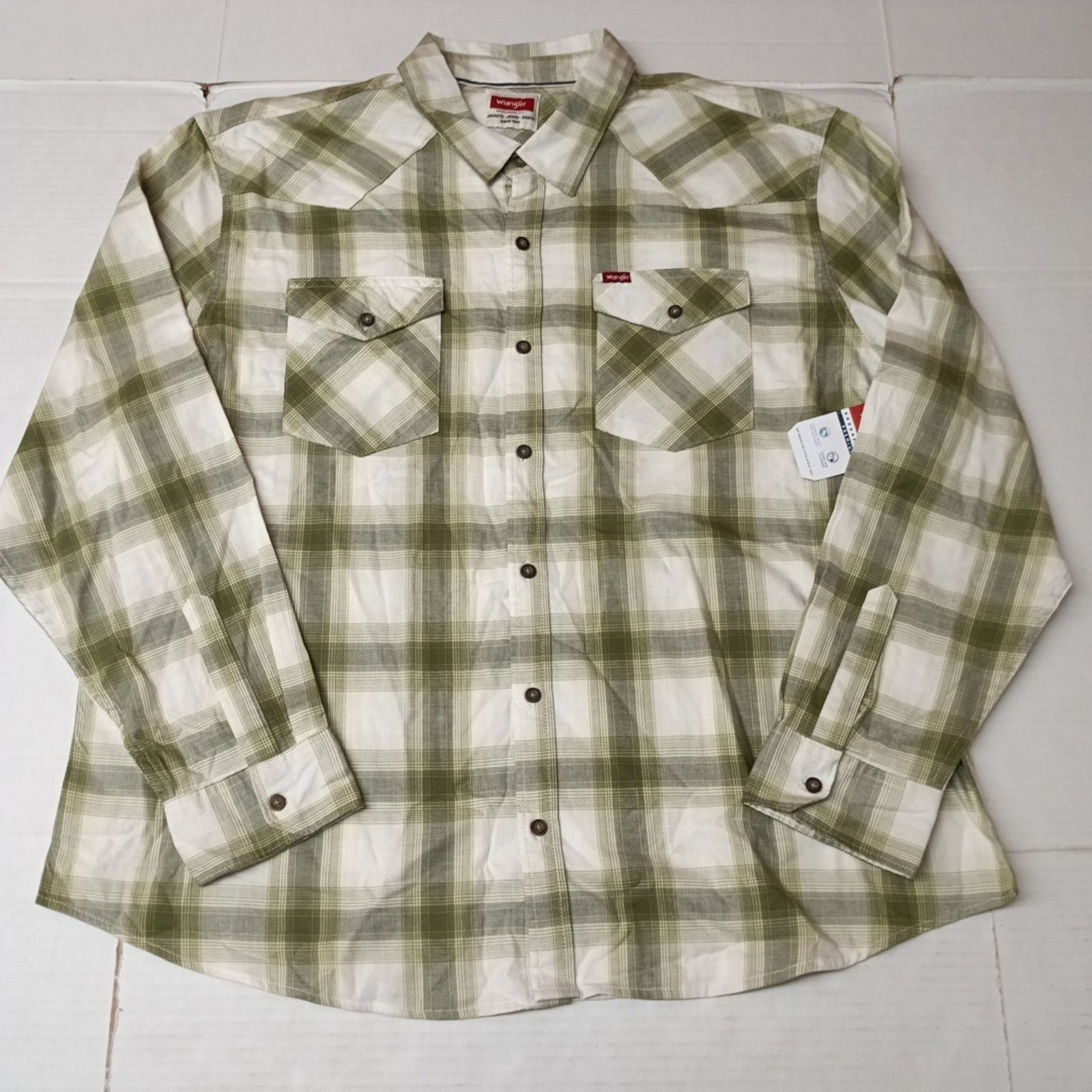 Wrangler Wrangler Cowboy Wash Twill Shirt Men's 2XL Loden Green Plaid Size US XXL / EU 58 / 5 - 1 Thumbnail