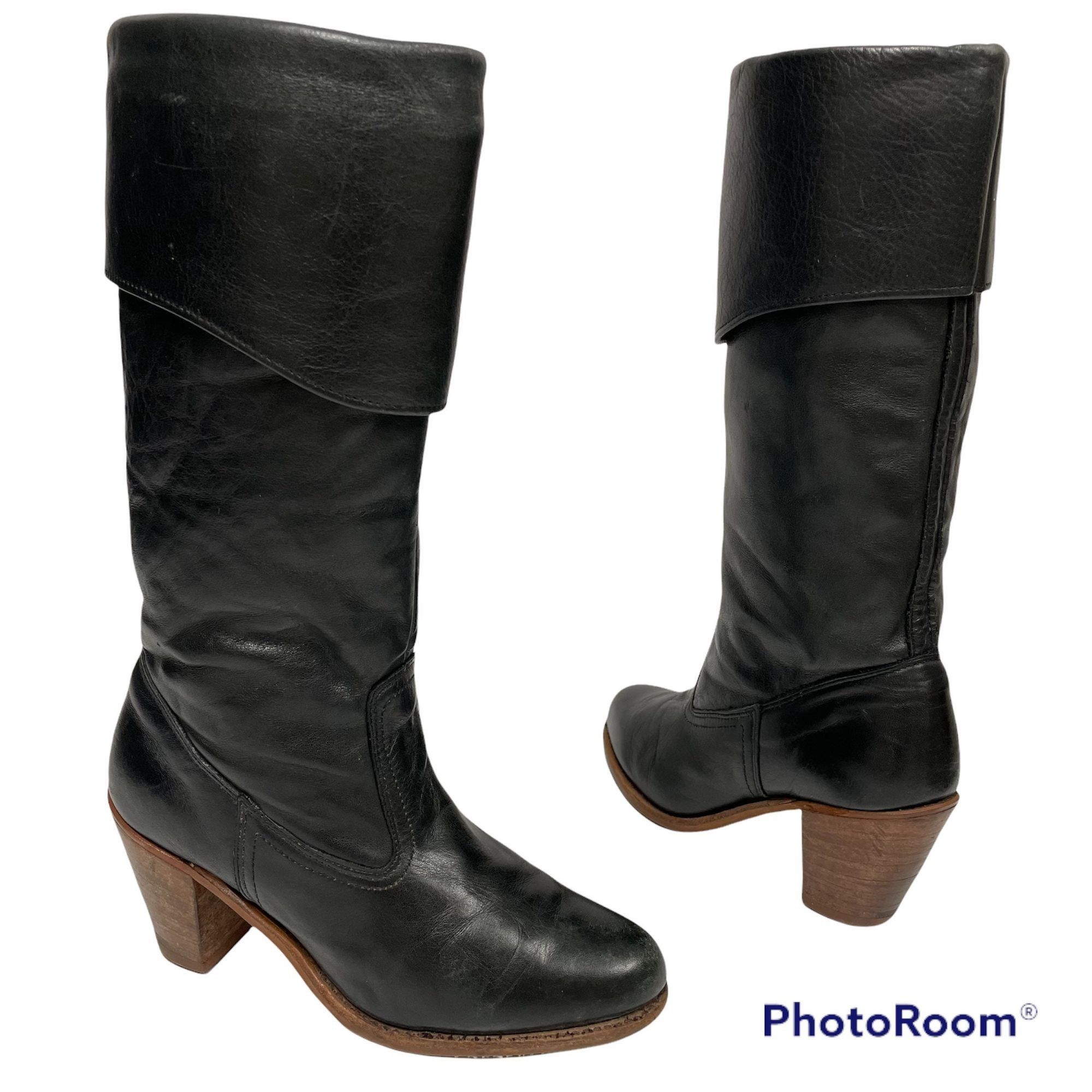 Other Vtg Dexter BLACK Leather BoHo Hippie CAMPUS Urban Boots Size US 7 / IT 37 - 1 Thumbnail