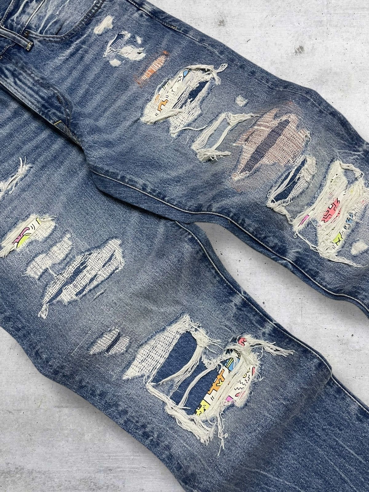 American Eagle Outfitters DESIGNER AMERICAN EAGLE X KEITH HEARING PATCHWORK BORO DENIM Size US 32 / EU 48 - 6 Thumbnail