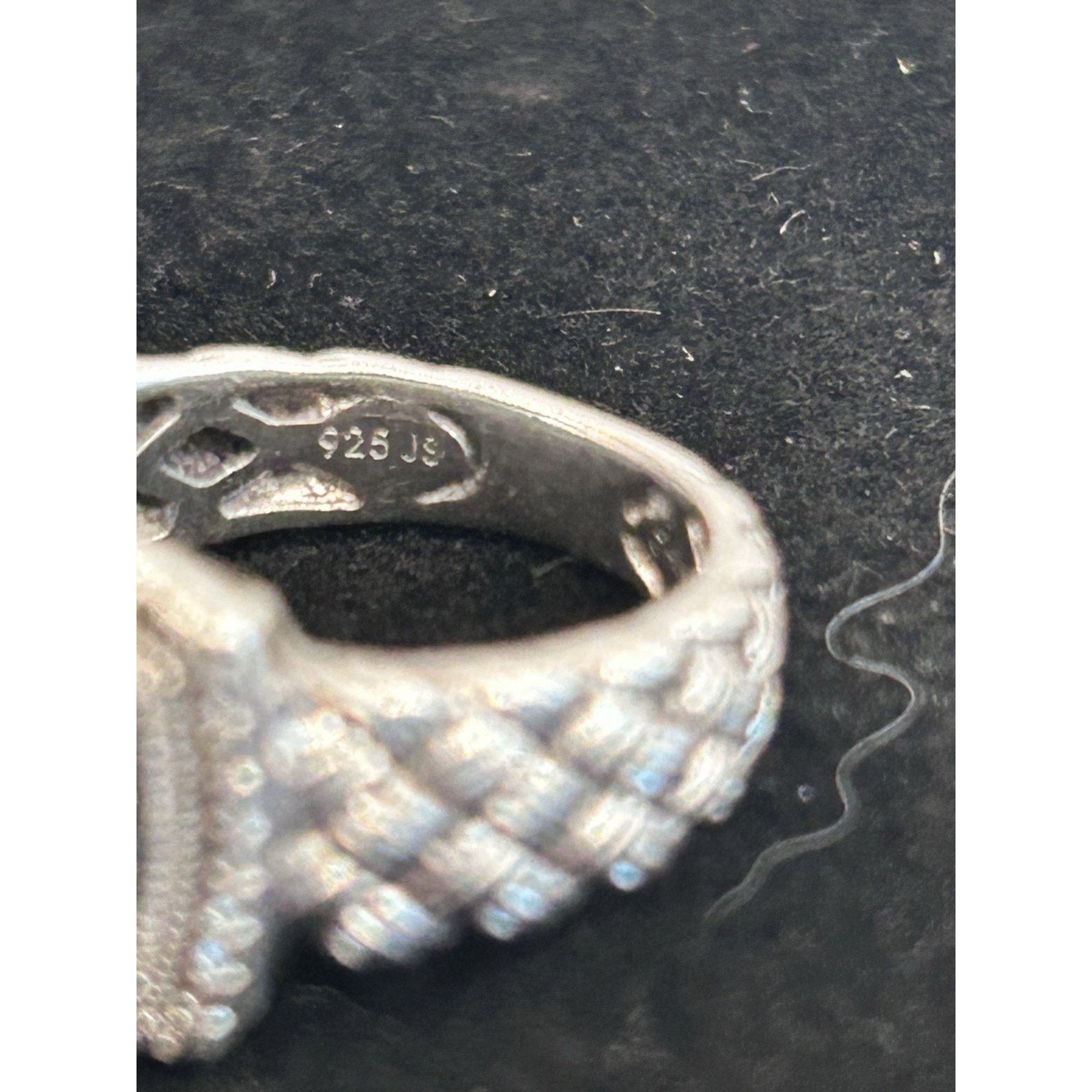 Other Sterling Silver Blue Diamond Cluster Ring Size 7 Designer JS Size ONE SIZE - 3 Thumbnail