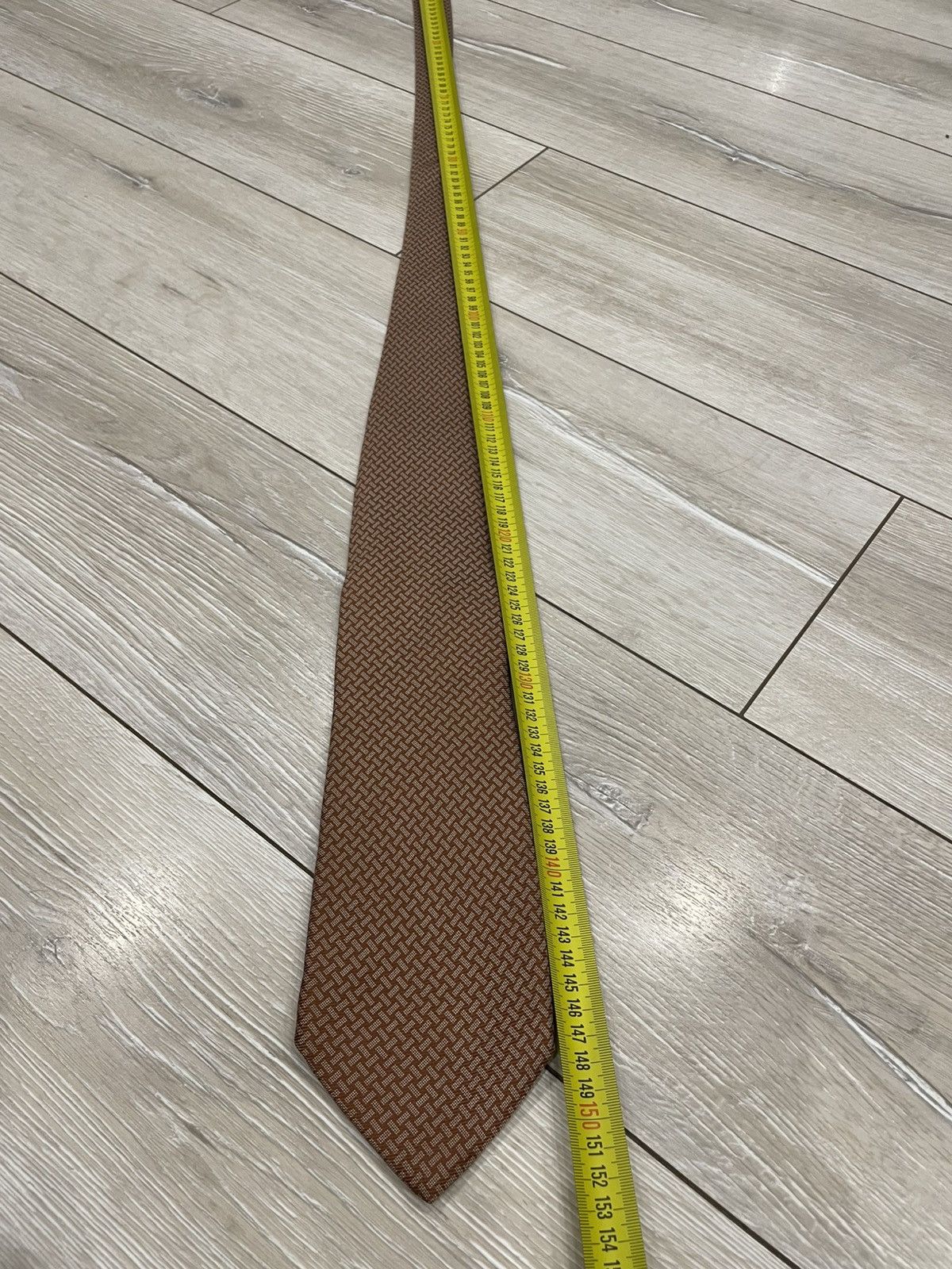 Kiton $330 KITON NAPOLI - Fold Tie Regimental Brown Silk / Linen Size ONE SIZE - 8 Thumbnail