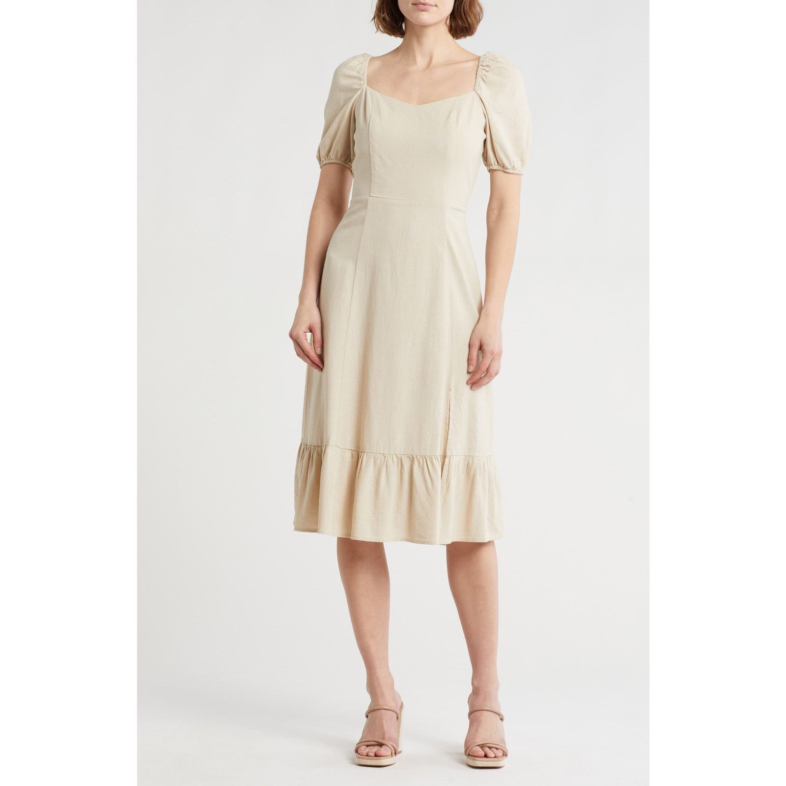 Ellen Tracy Women Viscose/Linen Flounce Midi Dress Size XL