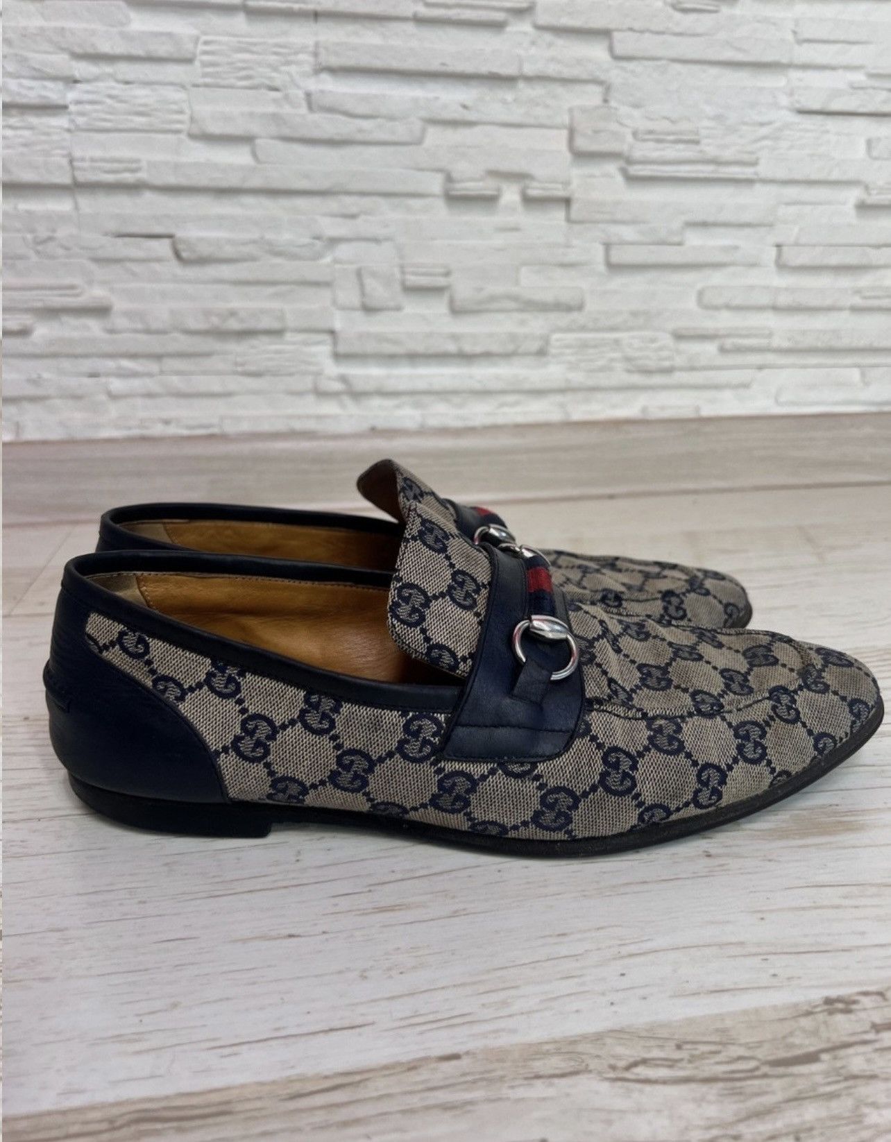 Gucci Gucci canvas GG monogram horsebit jordaan loafers slip on 41 Size US 8 / EU 41 - 4 Thumbnail