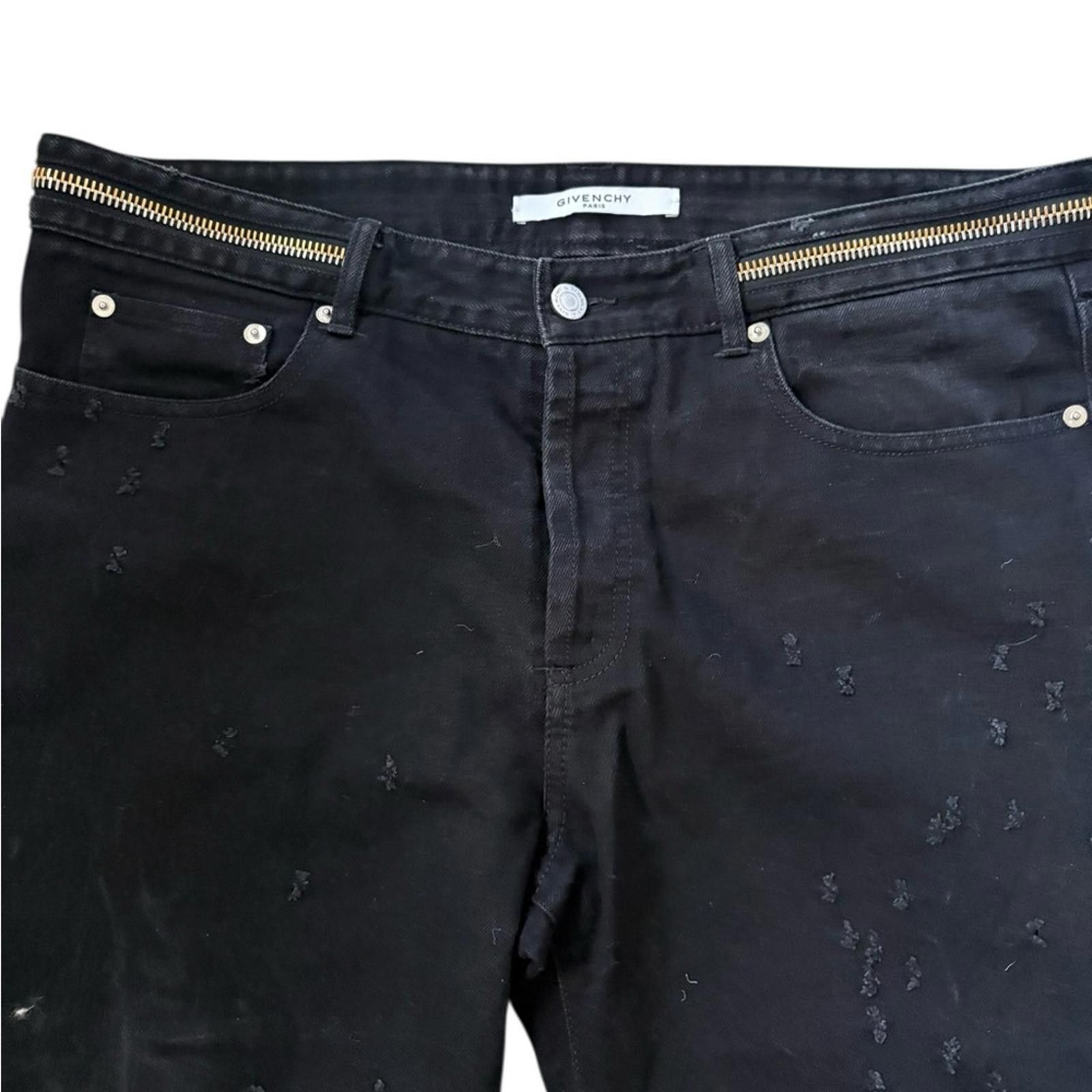 Givenchy Givenchy Men's 2016 Distressed Zipper Moto Jeans Black Size US 35 - 4 Thumbnail