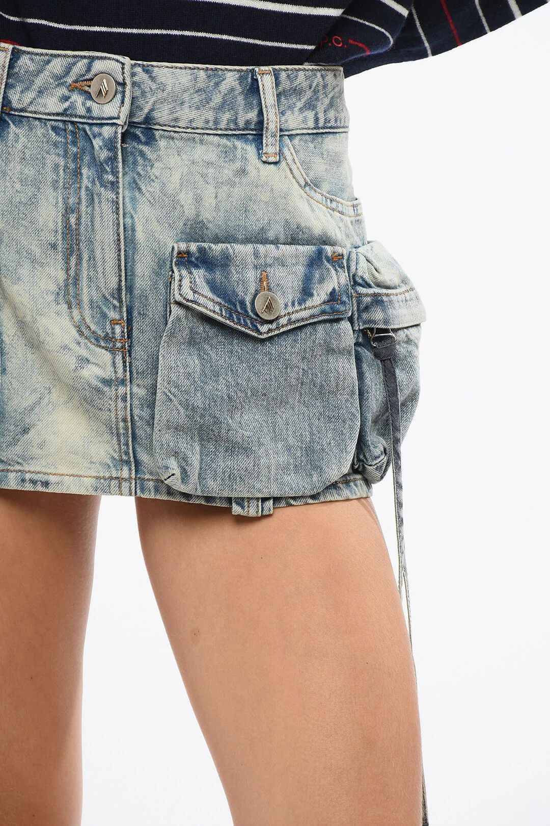 The Attico og1mm0426 Bleached-Effect Denim Mini Skirt in Blue Size 27" / US 4 / IT 40 - 3 Thumbnail