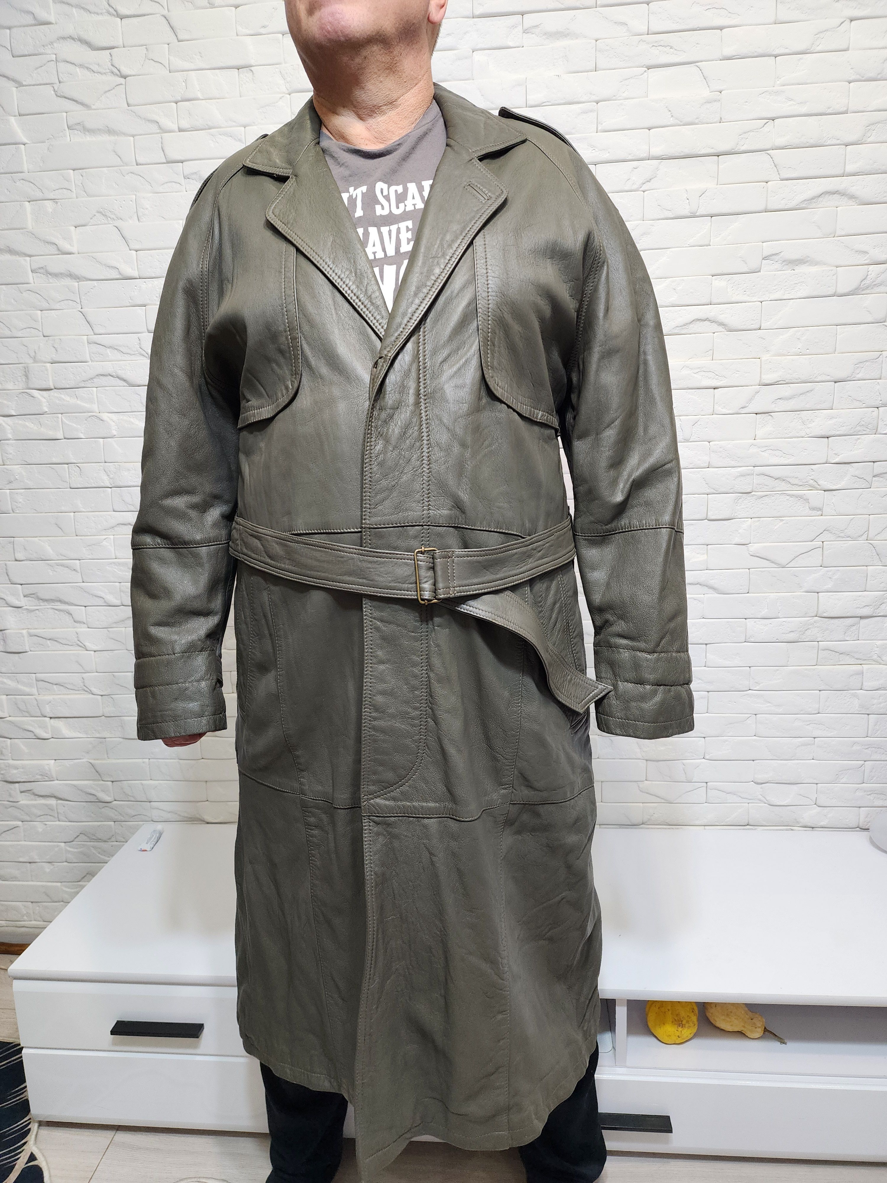 Genuine Leather Geen Genuine Leather Men's Coat with Belt Size US L / EU 52-54 / 3 - 2 Thumbnail