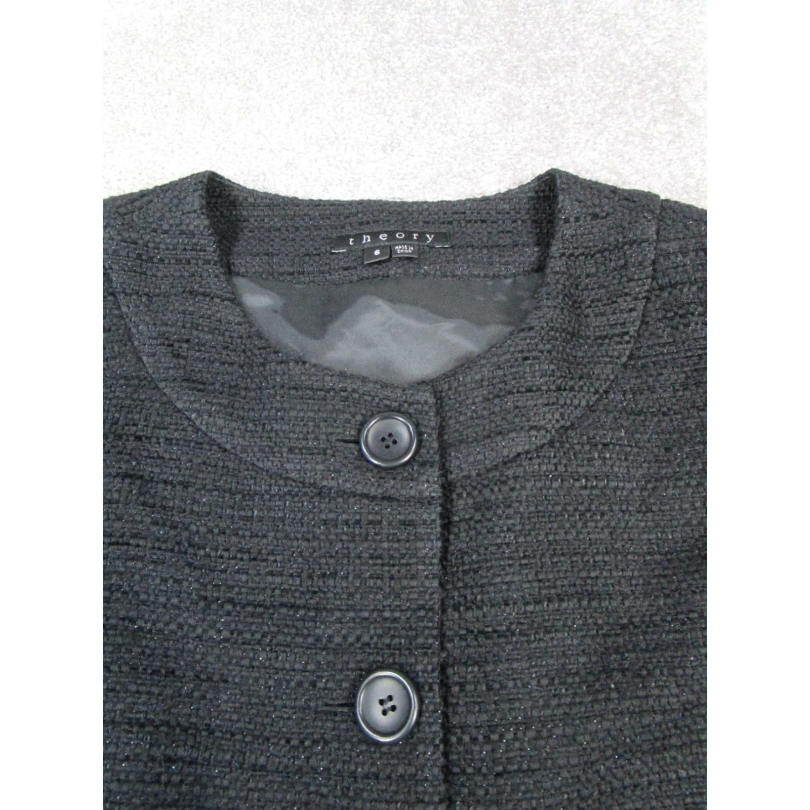 Theory Theory Jacket Womens 6 Black Knit Cotton Blend Shirt Womens 6 Black Theory Jacket Women Knit Cotton Basic Jacket 90s? Size M / US 6-8 / IT 42-44 - 2 Thumbnail