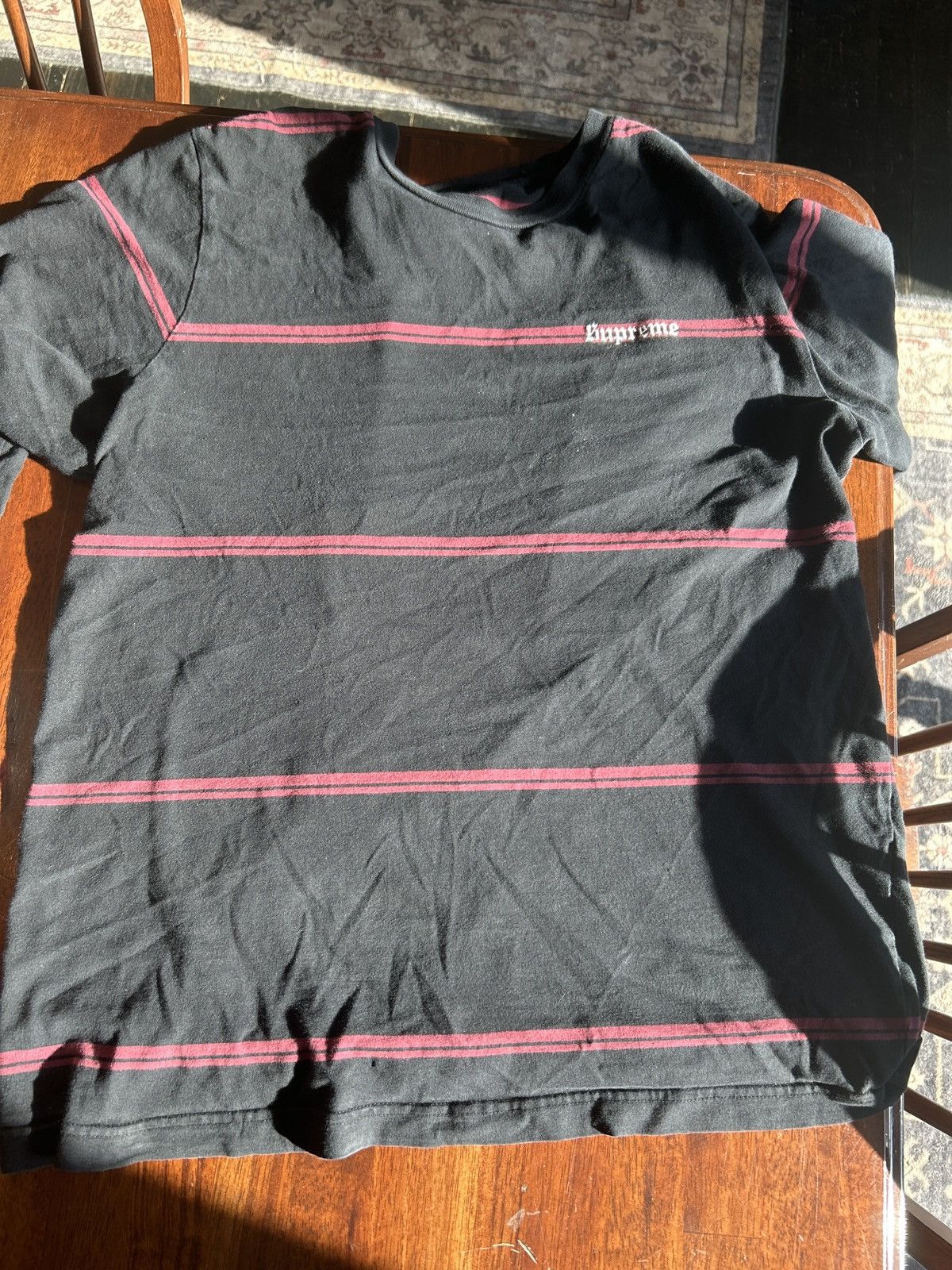 Supreme Supreme Old English - Striped Long Sleeve Shirt Size US M / EU 48-50 / 2 - 9 Thumbnail