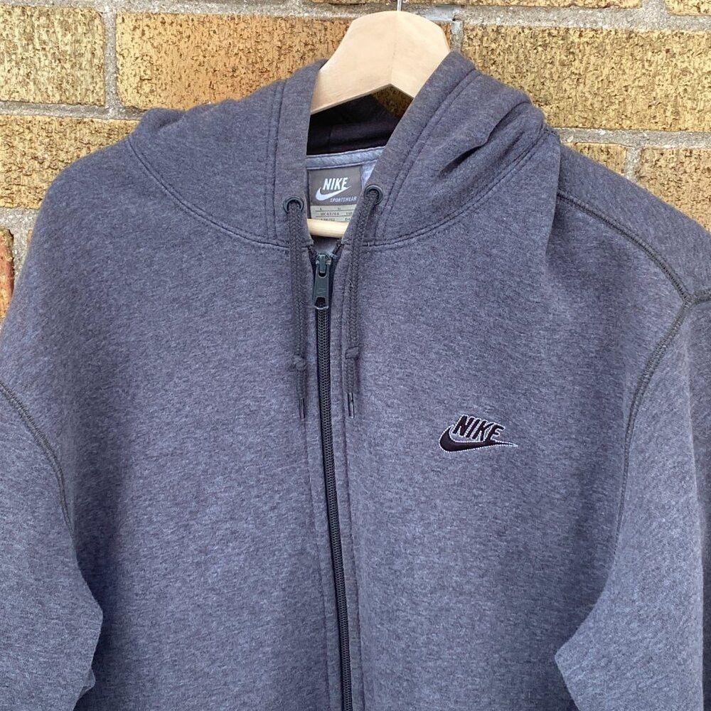 Nike × Vintage Vintage 90s Nike Gray Tag Full Zip Sweater Hoodie Large Hea Size US L / EU 52-54 / 3 - 3 Thumbnail
