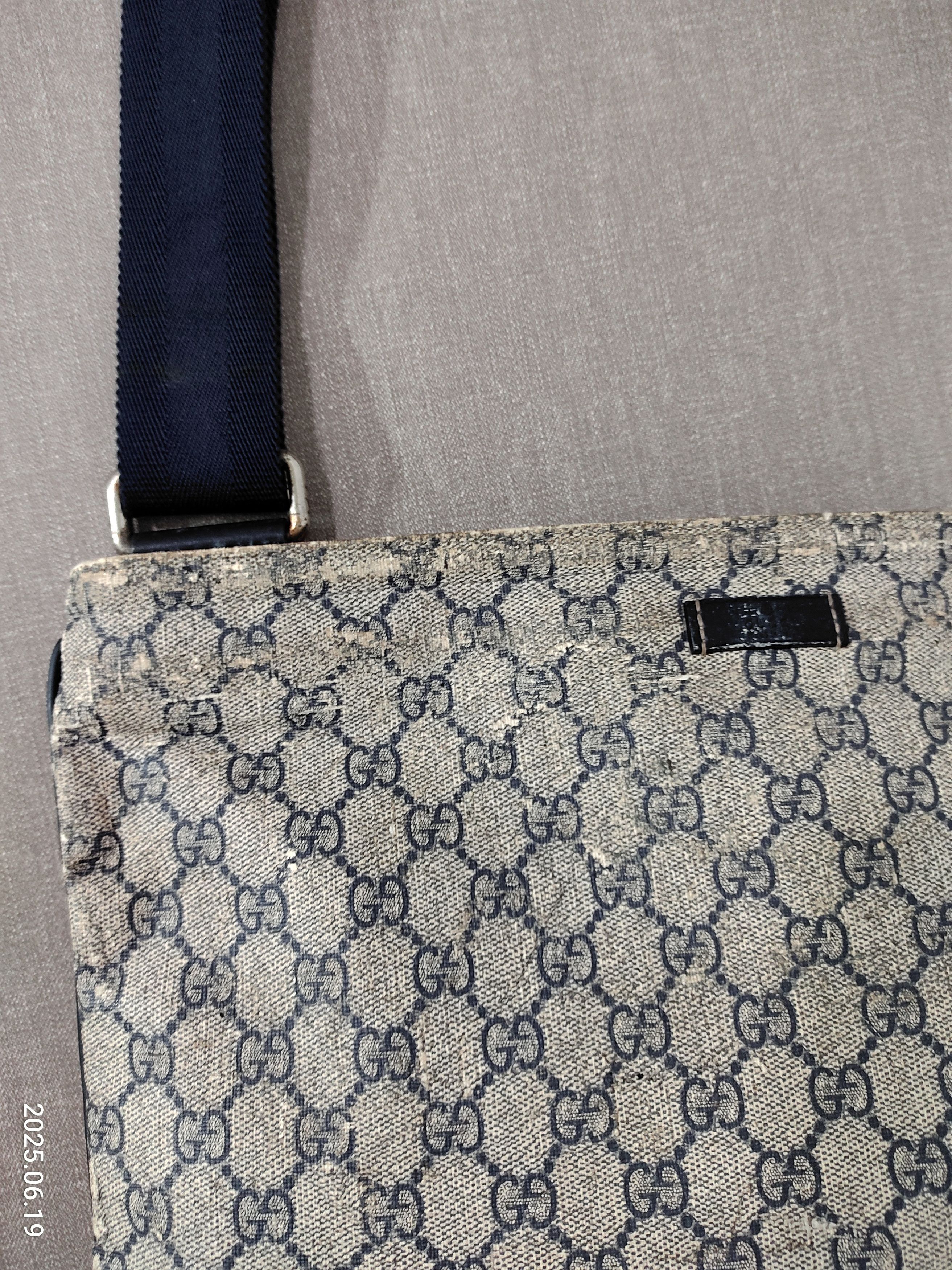 Gucci Gucci Blue Grey Gg Coated Canvas Large Messenger Bag Size ONE SIZE - 4 Thumbnail