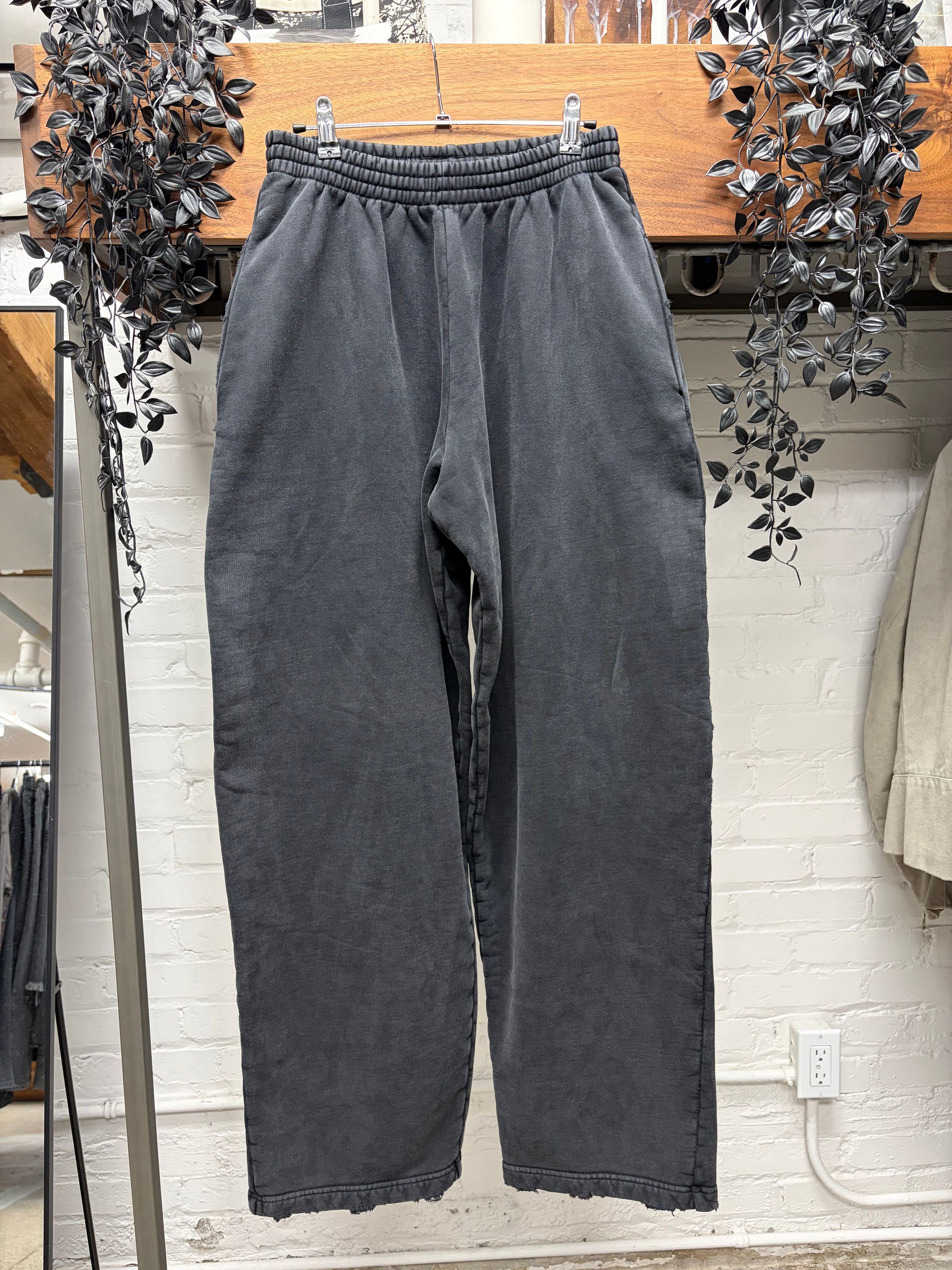 Balenciaga 2024 Balenciaga ‘Unbranded’ Washed Black Distressed Wide Leg Sweatpants Size US 28 / EU 44 - 1 Thumbnail