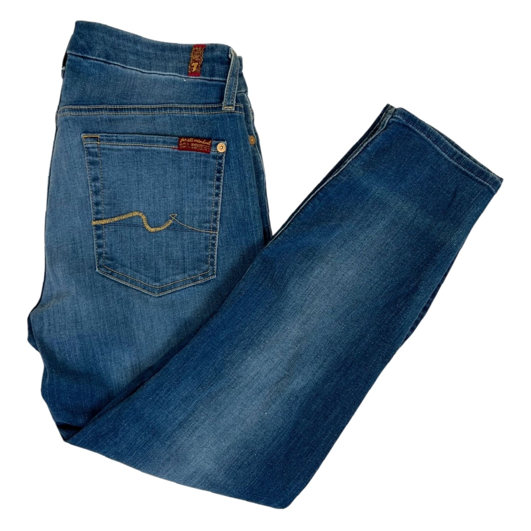 7 For All Mankind 7 For All Mankind Jeans Womens Blue 32 Kimmie Crop Denim Stretch Cotton Blend Size 24" / US 00 / IT 34 - 2 Thumbnail
