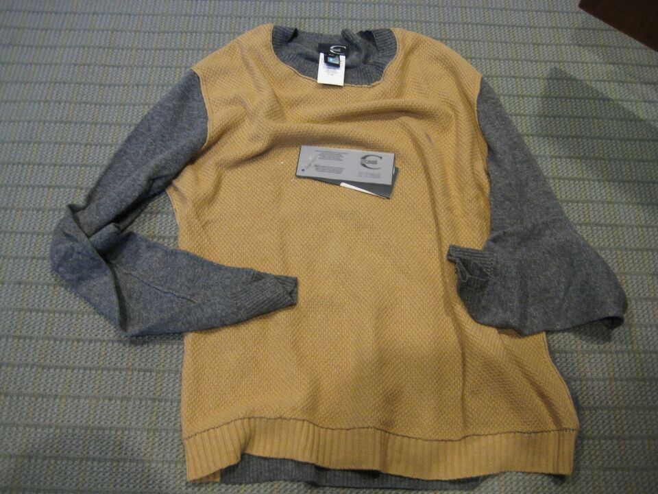 image of Just Cavalli Crew Neck Thermal With Wool Knit Sleeve in Camel/Gray, Men's (Size Medium)