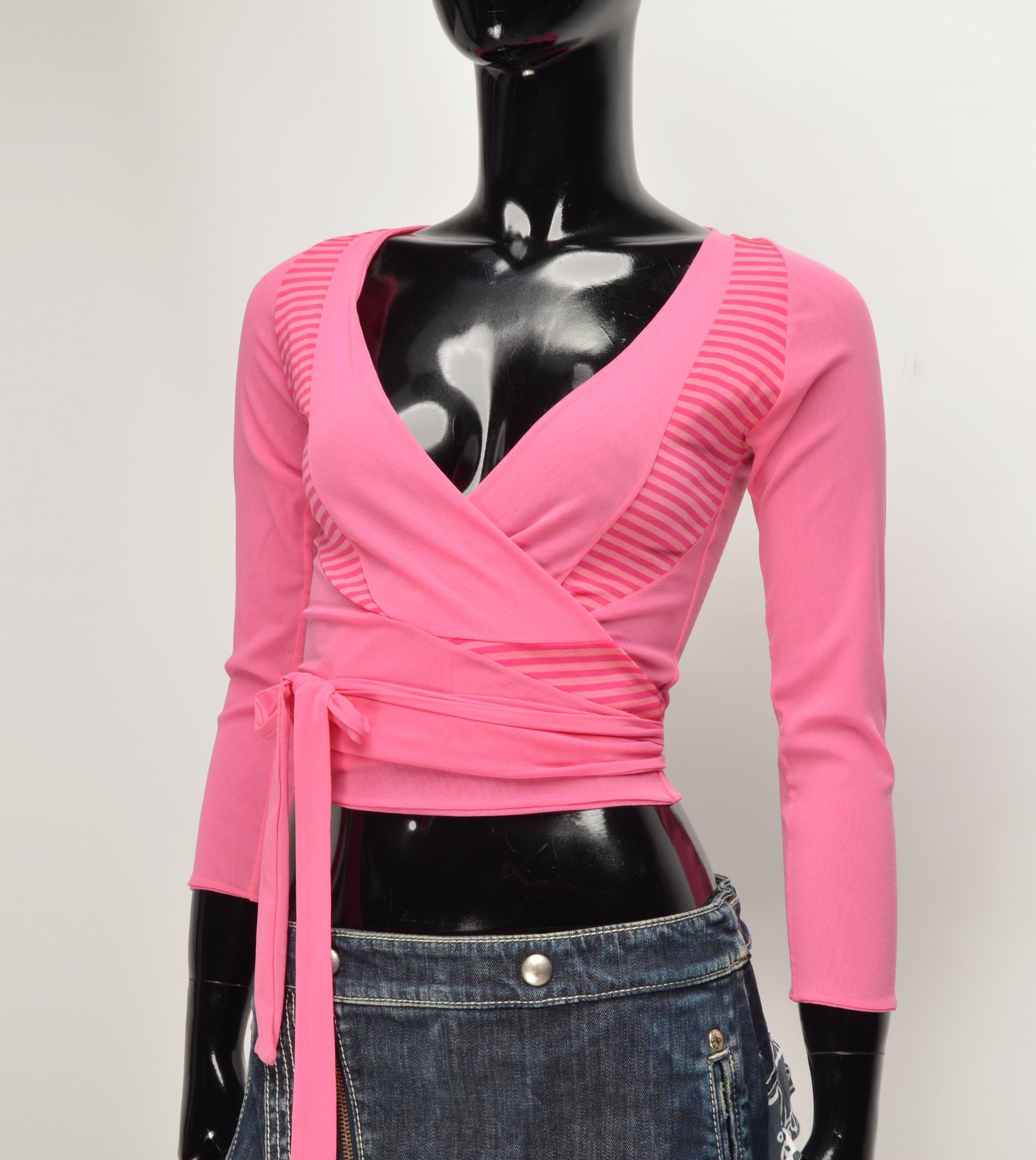 Vintage Vintage Panepinto Y2K Italian Mesh Wrap Top Size S / US 4 / IT 40 - 2 Thumbnail