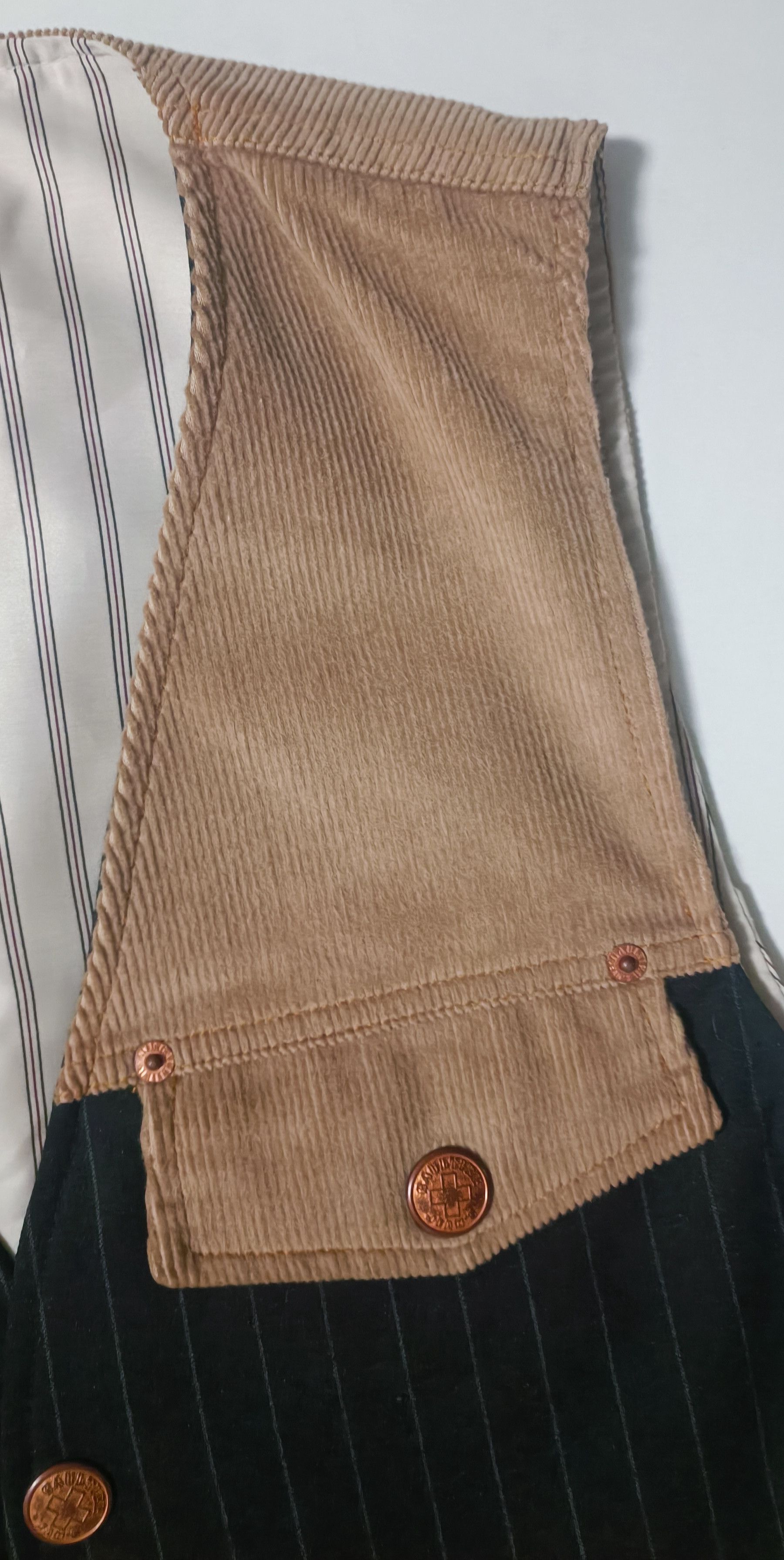 Jean Paul Gaultier 90's - Vest in courdoy and dark gray with stripes Size US S / EU 44-46 / 1 - 5 Thumbnail