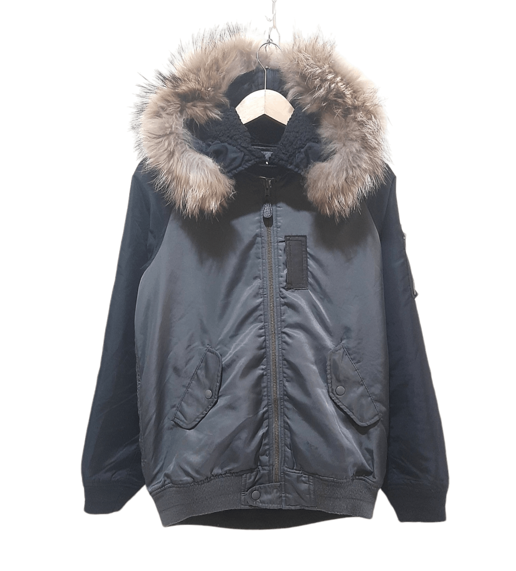 Moussy Fur Raccoon Military Hooded Jacket L.G.B y2k