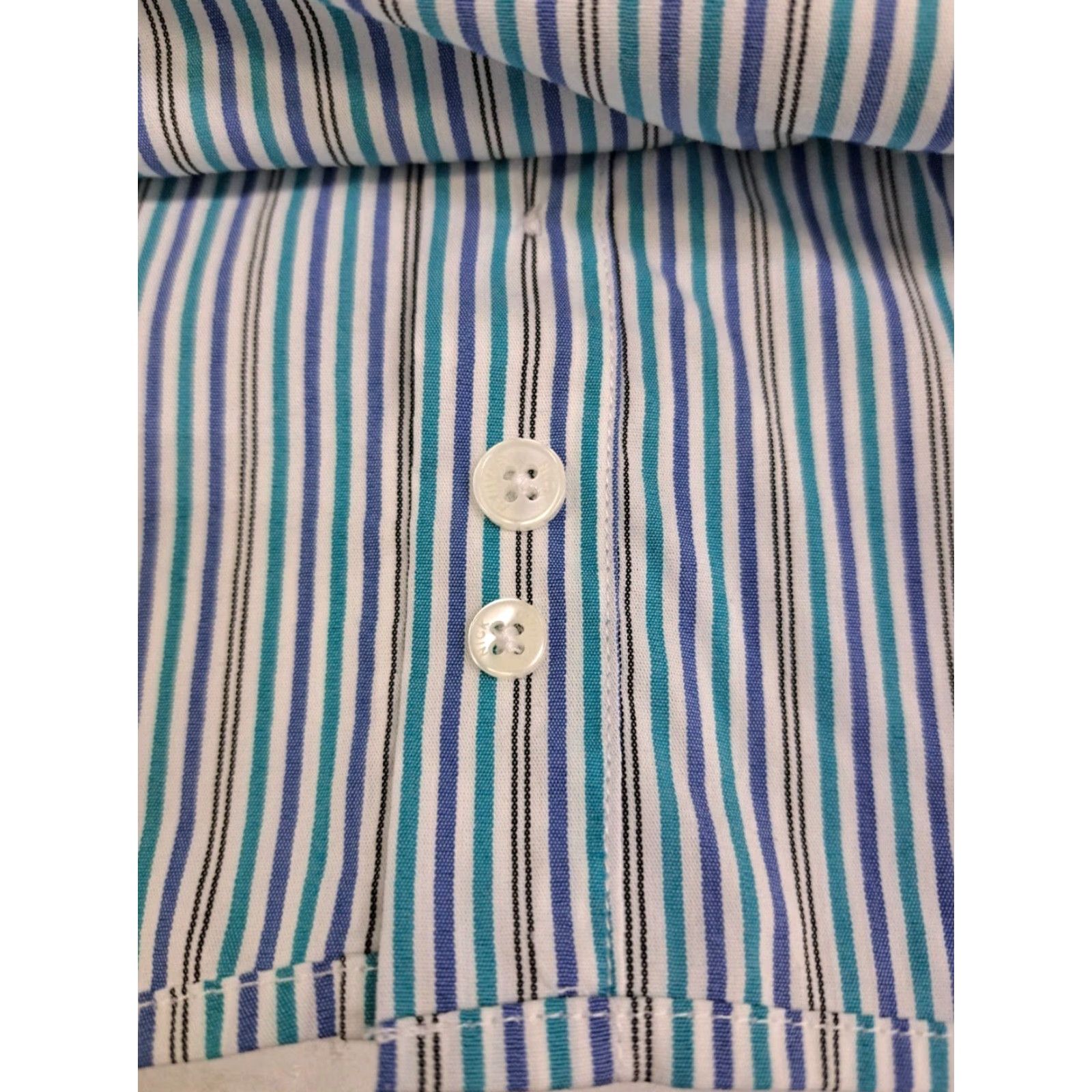 Vintage NWT Nick Graham Men's Modern Fit Teal Striped Long Sleeve Button-Up Shirt M Size US M / EU 48-50 / 2 - 6 Thumbnail
