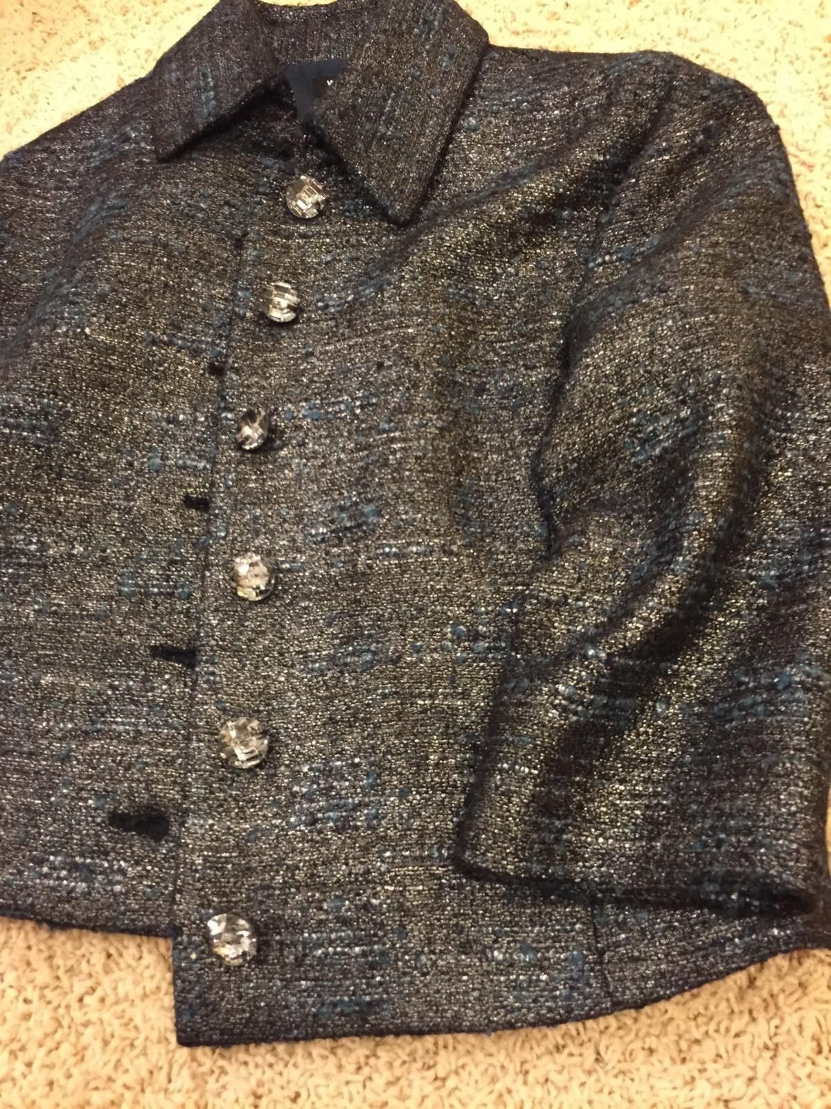 Worthington Worth New York Peacock Lurex Boucle Chic Jacket Ret$698 Sz 0 Size XS / US 0-2 / IT 36-38 - 5 Thumbnail
