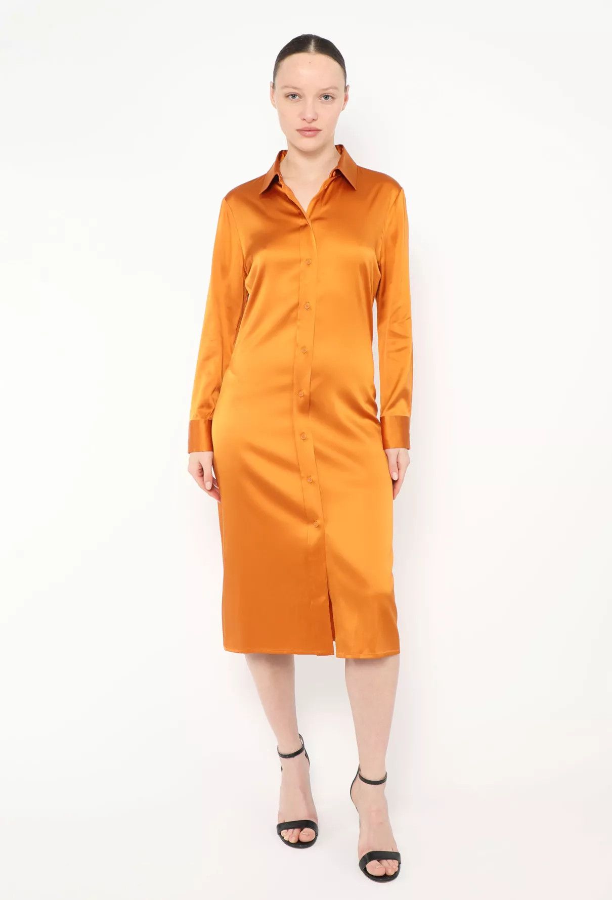 Bottega Veneta o1y0725 Midi Dress in Rust Size M / US 6-8 / IT 42-44 - 3 Thumbnail