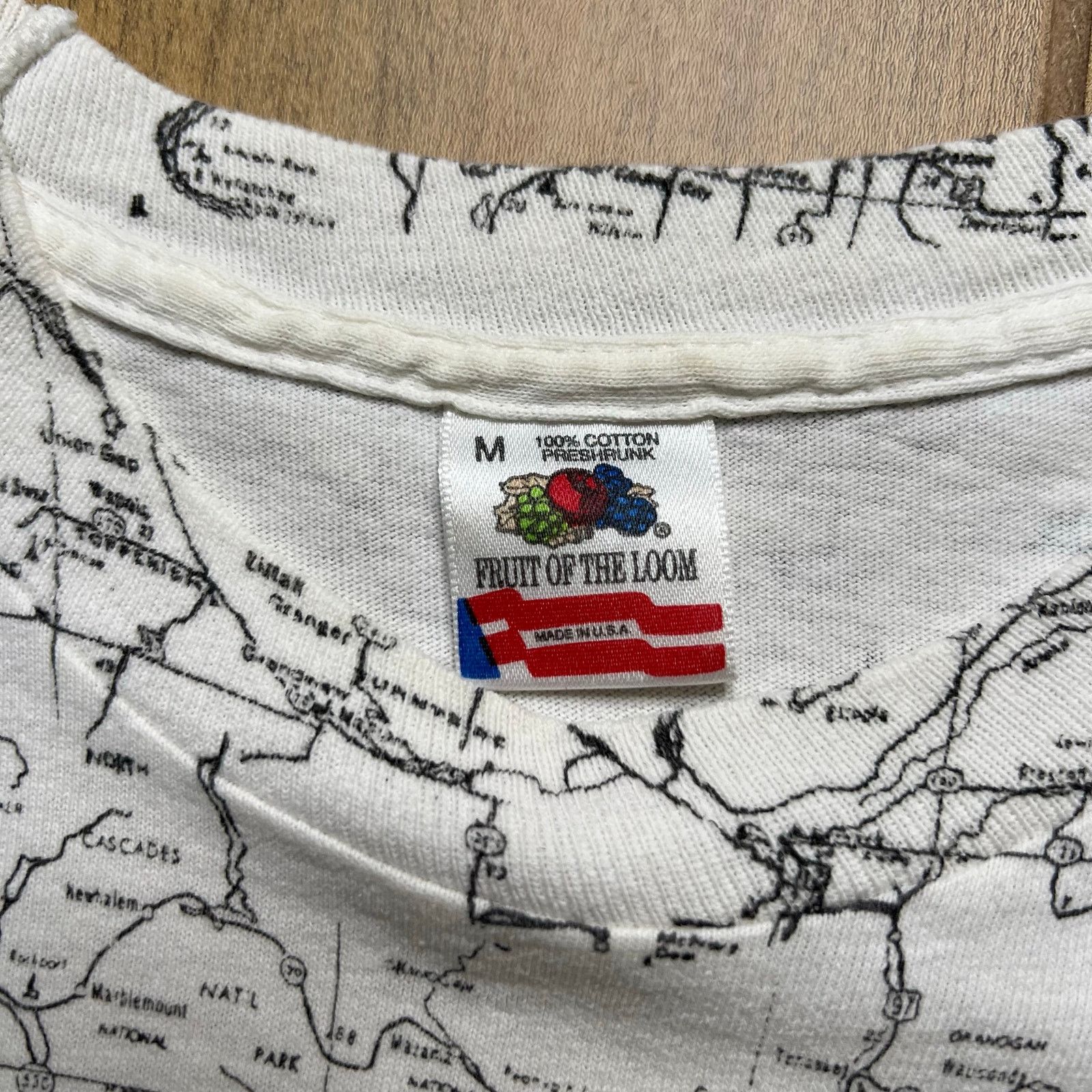Fruit Of The Loom Vintage 90s Washington State AOP Single Stitch T-shirt M Size US M / EU 48-50 / 2 - 3 Thumbnail
