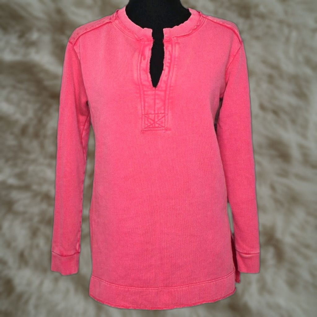 Vintage Pilcro Sweatshirt Long Sleeve Pink 2XS Womens Pullover Terry Cotton V-Neck Casual Pullover Sweatshirt Women Size XXS / US 00 / IT 34 - 1 Thumbnail