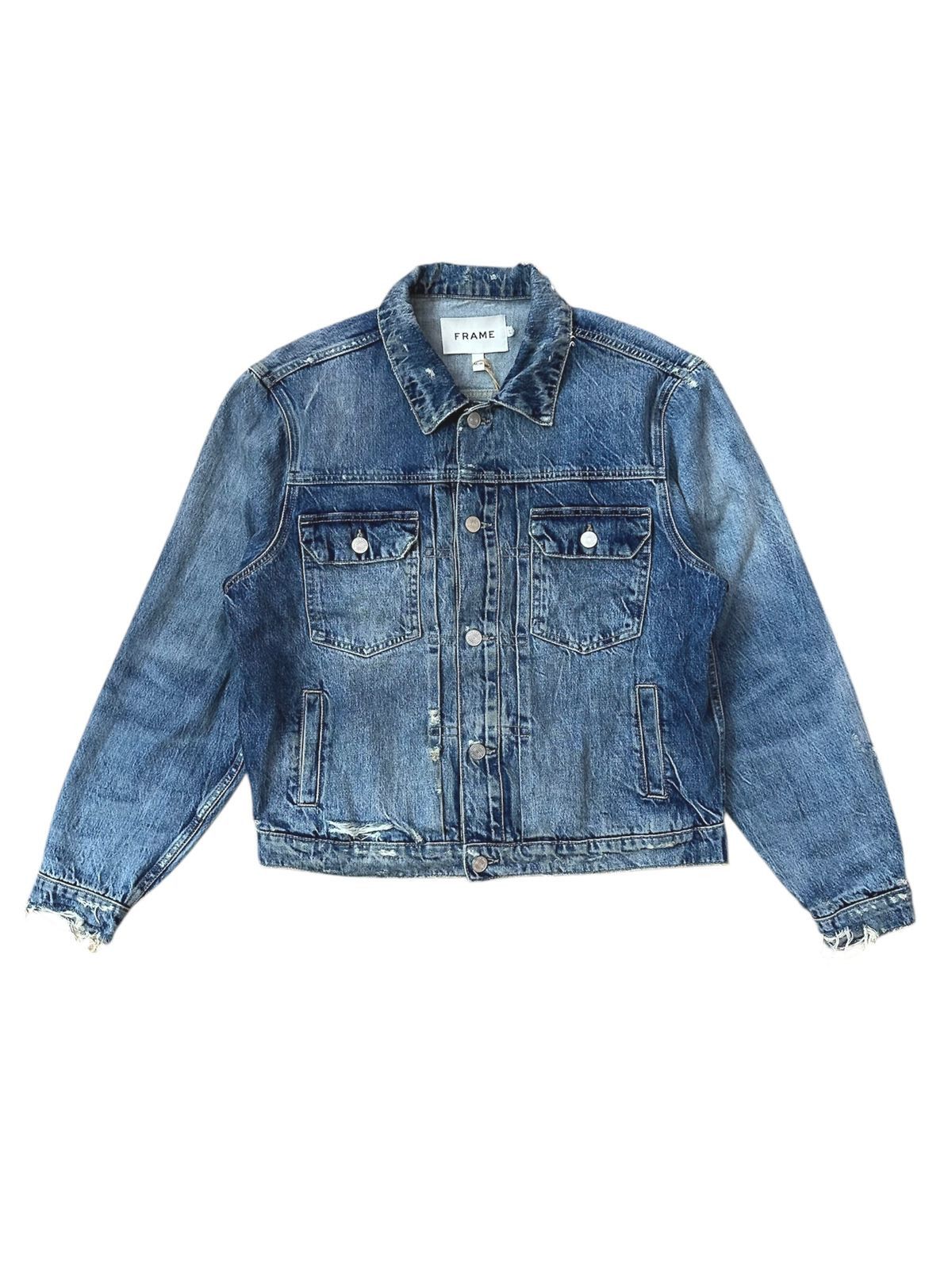 Frame CC000013 Frame Distressed Denim Trucker Jacket in Blue Size US M / EU 48-50 / 2 - 1 Thumbnail