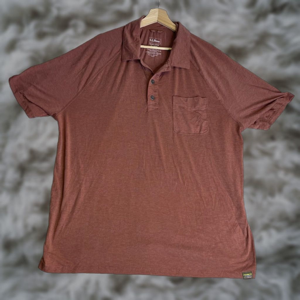 Vintage LL Bean Polo Shirt Men XL Red UPF50+ Sunsmart Performance Golf Logo Short Sleeve Collared Pullover Button-Up Built-In Chest Pocket Blended Fabric Size US XL / EU 56 / 4 - 1 Thumbnail